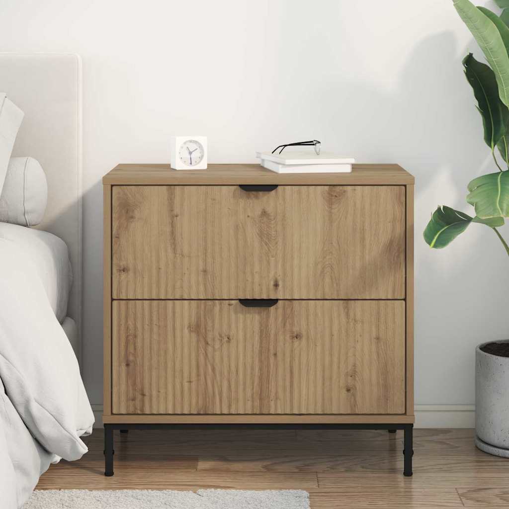 vidaXL Bedside Table Artisan oak 63.5 x 36 x 61 cm Engineered wood 4