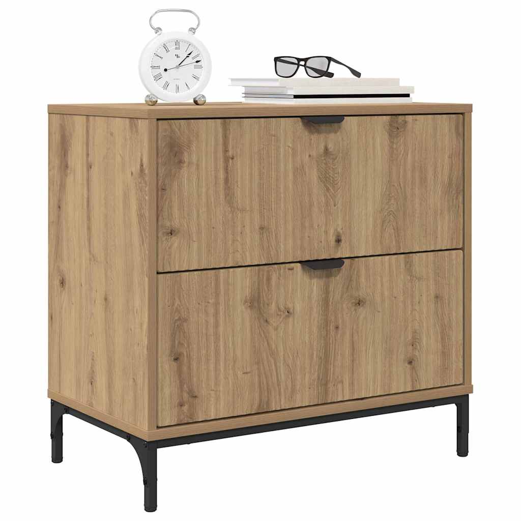 vidaXL Bedside Table Artisan oak 63.5 x 36 x 61 cm Engineered wood 3