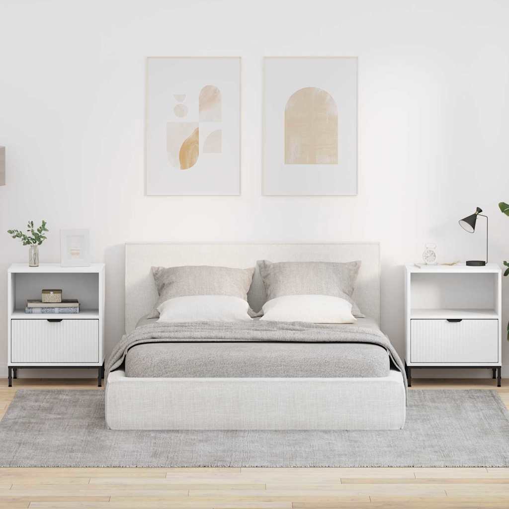 vidaXL Bedside Cabinet 2 pcs White 49 x 36 x 61 cm Engineered wood 1