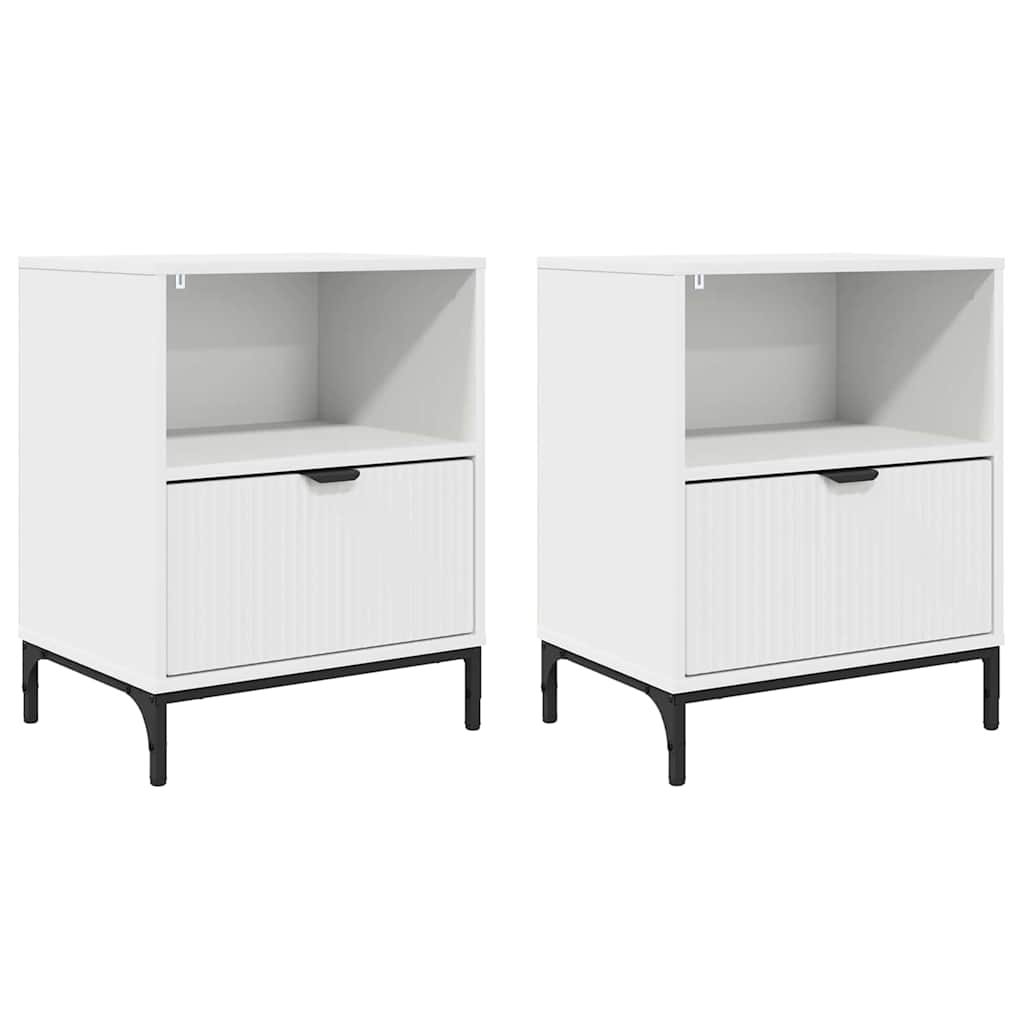 vidaXL Bedside Cabinet 2 pcs White 49 x 36 x 61 cm Engineered wood 2