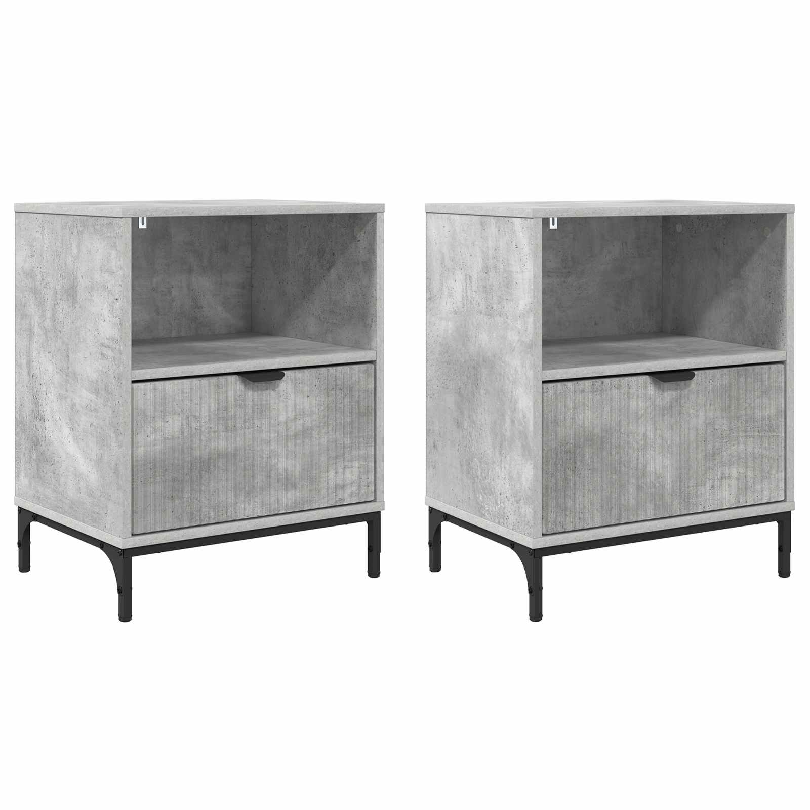 vidaXL Bedside Cabinet 2 pcs Concrete grey 49 x 36 x 61 cm 2