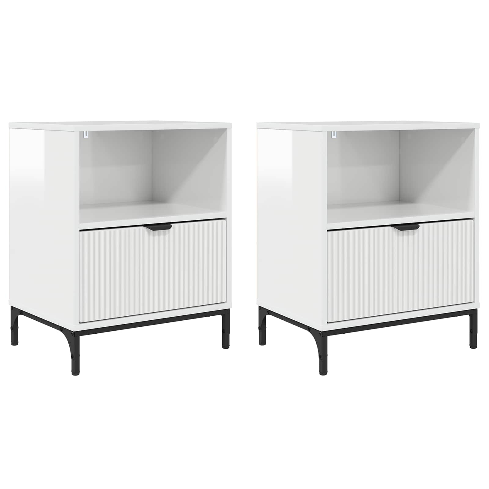 vidaXL Bedside Cabinet 2 pcs High gloss white 49 x 36 x 61 cm 2