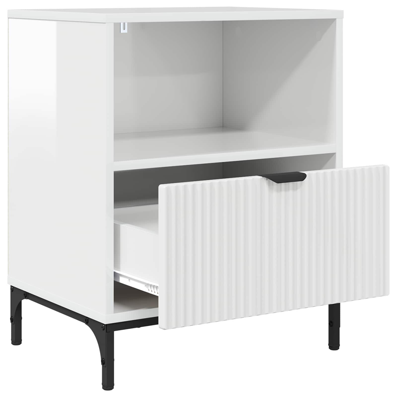 vidaXL Bedside Cabinet 2 pcs High gloss white 49 x 36 x 61 cm 5