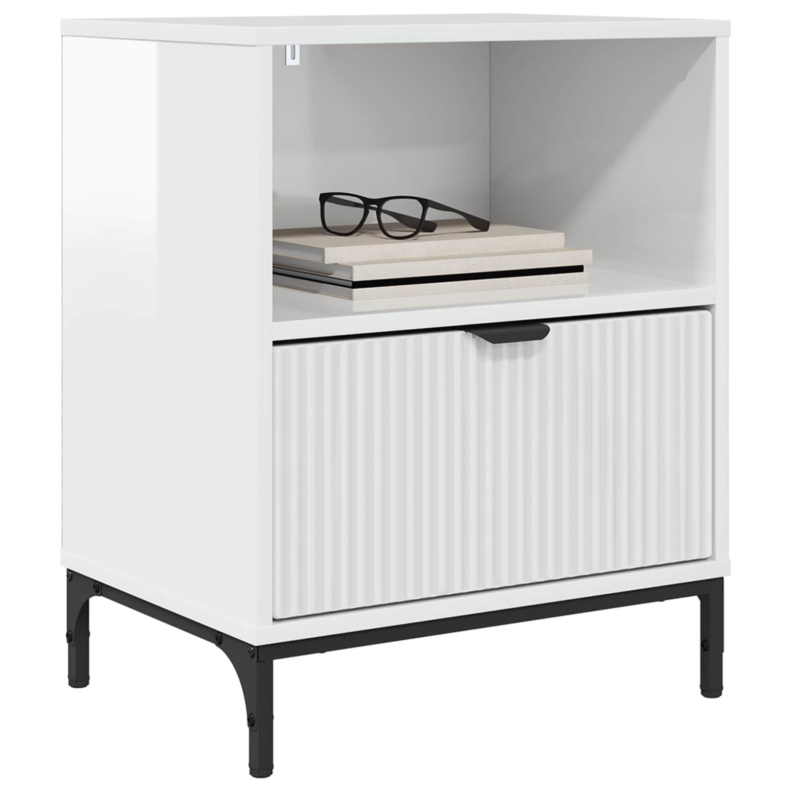 vidaXL Bedside Cabinet 2 pcs High gloss white 49 x 36 x 61 cm 3