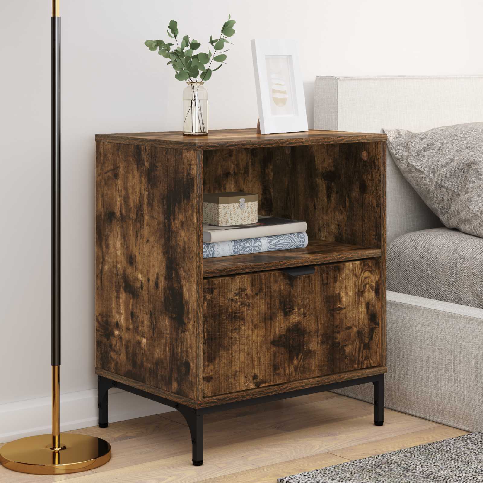 vidaXL Bedside Cabinet 2 pcs Smoked oak 49 x 36 x 61 cm 4