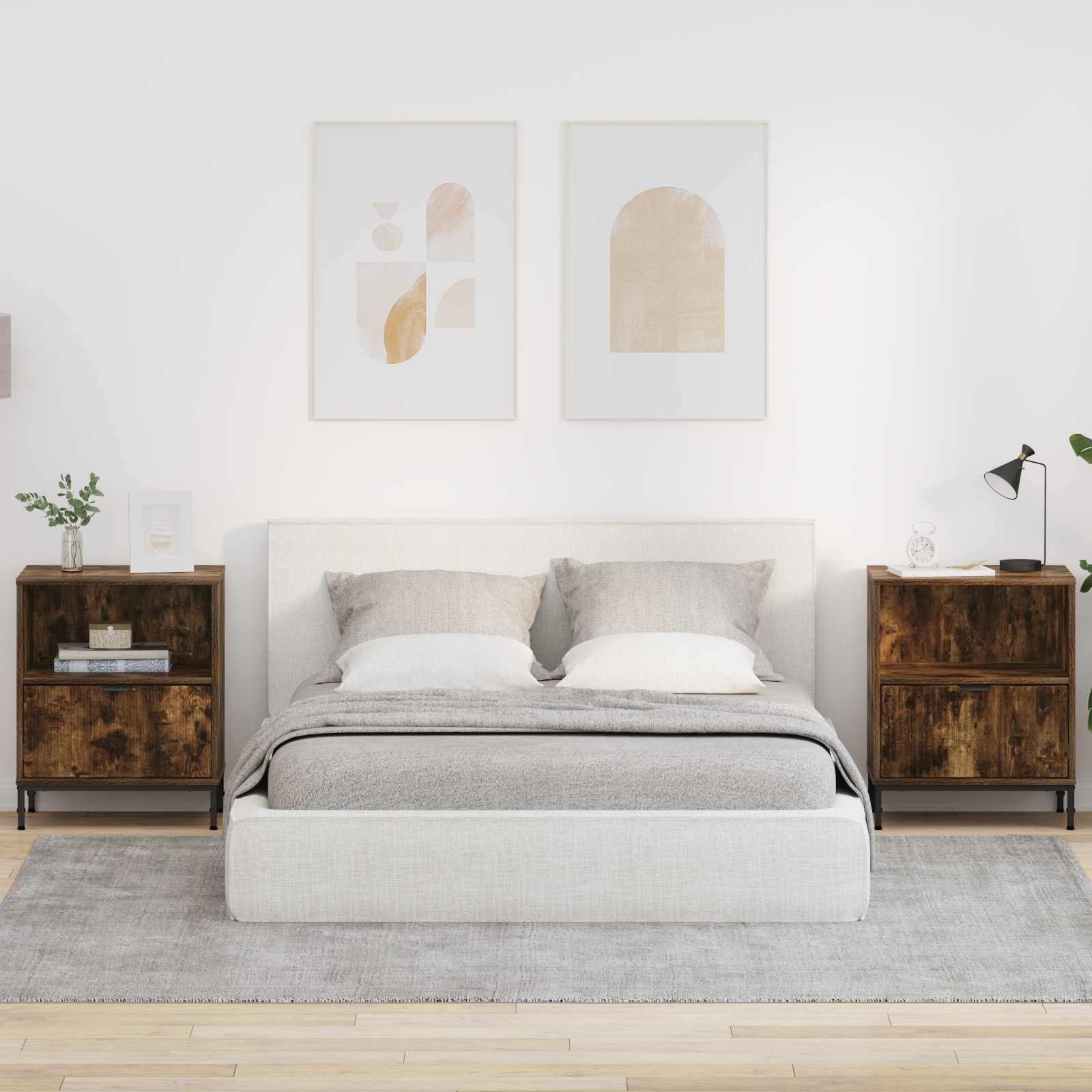 vidaXL Bedside Cabinet 2 pcs Smoked oak 49 x 36 x 61 cm 1