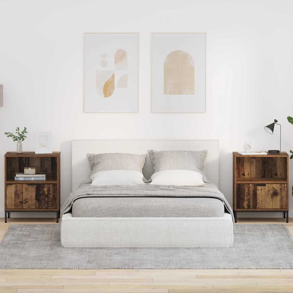 vidaXL Bedside Cabinet 2 pcs Old wood 49 x 36 x 61 cm Engineered wood 1