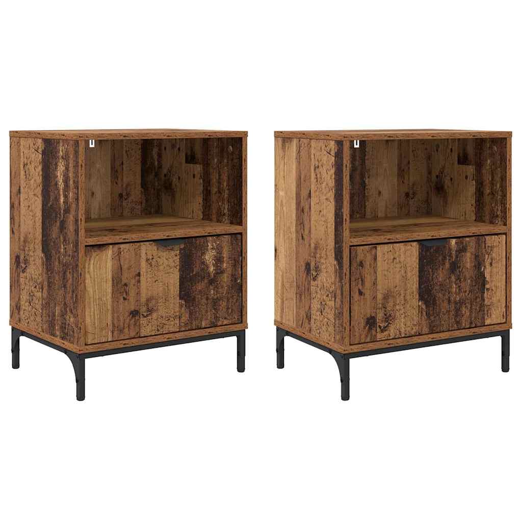 vidaXL Bedside Cabinet 2 pcs Old wood 49 x 36 x 61 cm Engineered wood 2