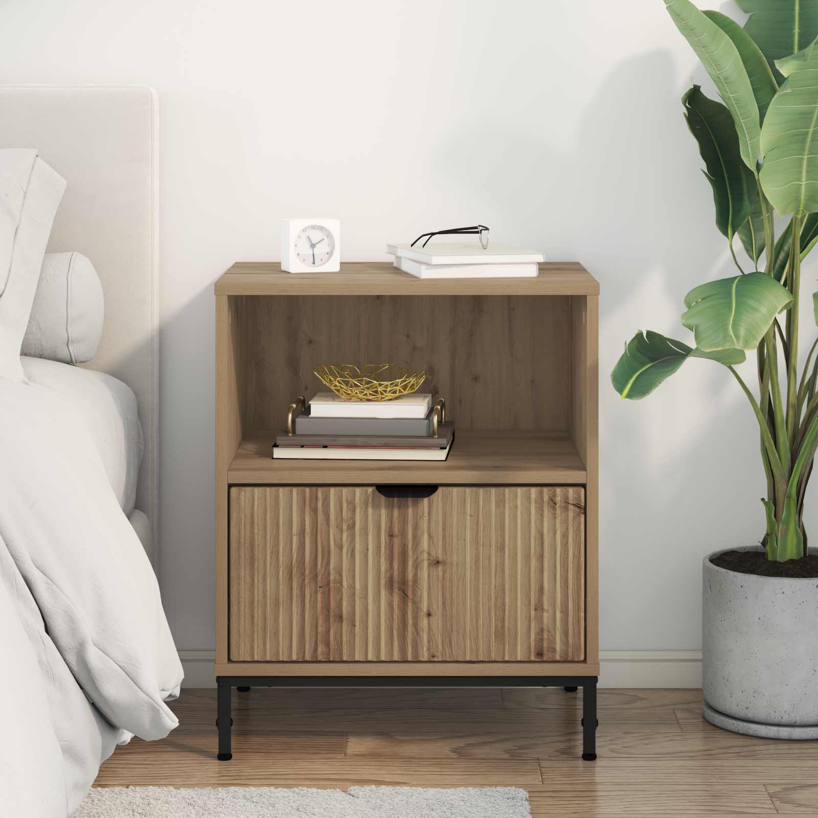 vidaXL Bedside Cabinet Artisan oak 49 x 36 x 61 cm Engineered wood 4