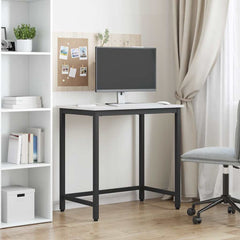 vidaXL Table White 80 x 50 x 77 cm Engineered Wood and Steel 4
