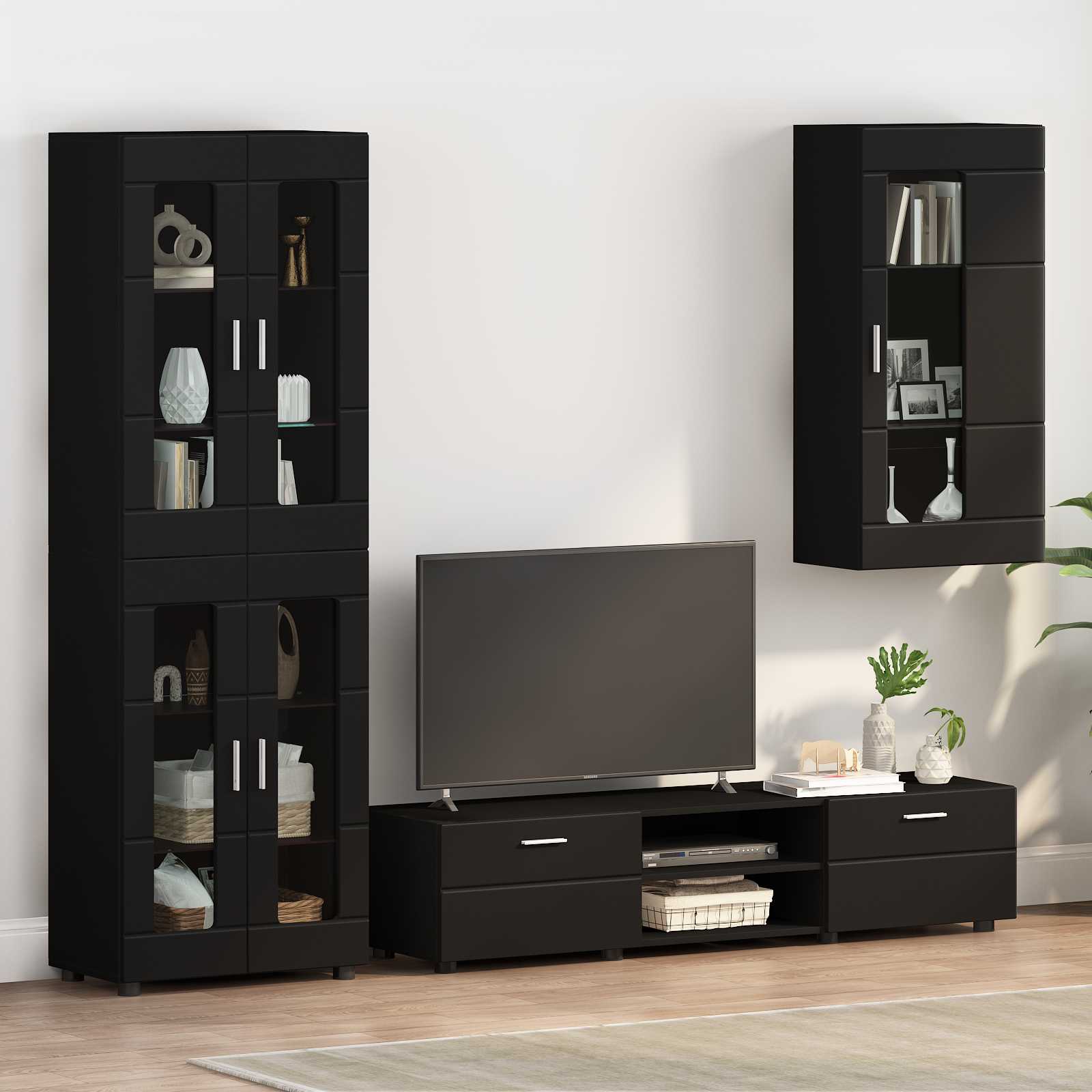 vidaXL Wooden Cabinet Black Engineered Wood 1