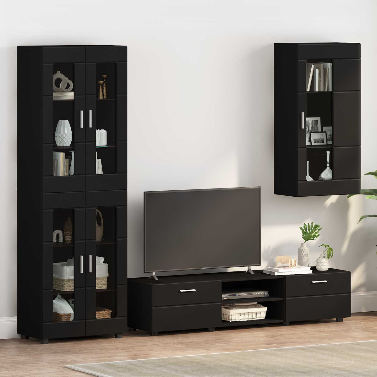 vidaXL Wooden Cabinet Black Engineered Wood 1