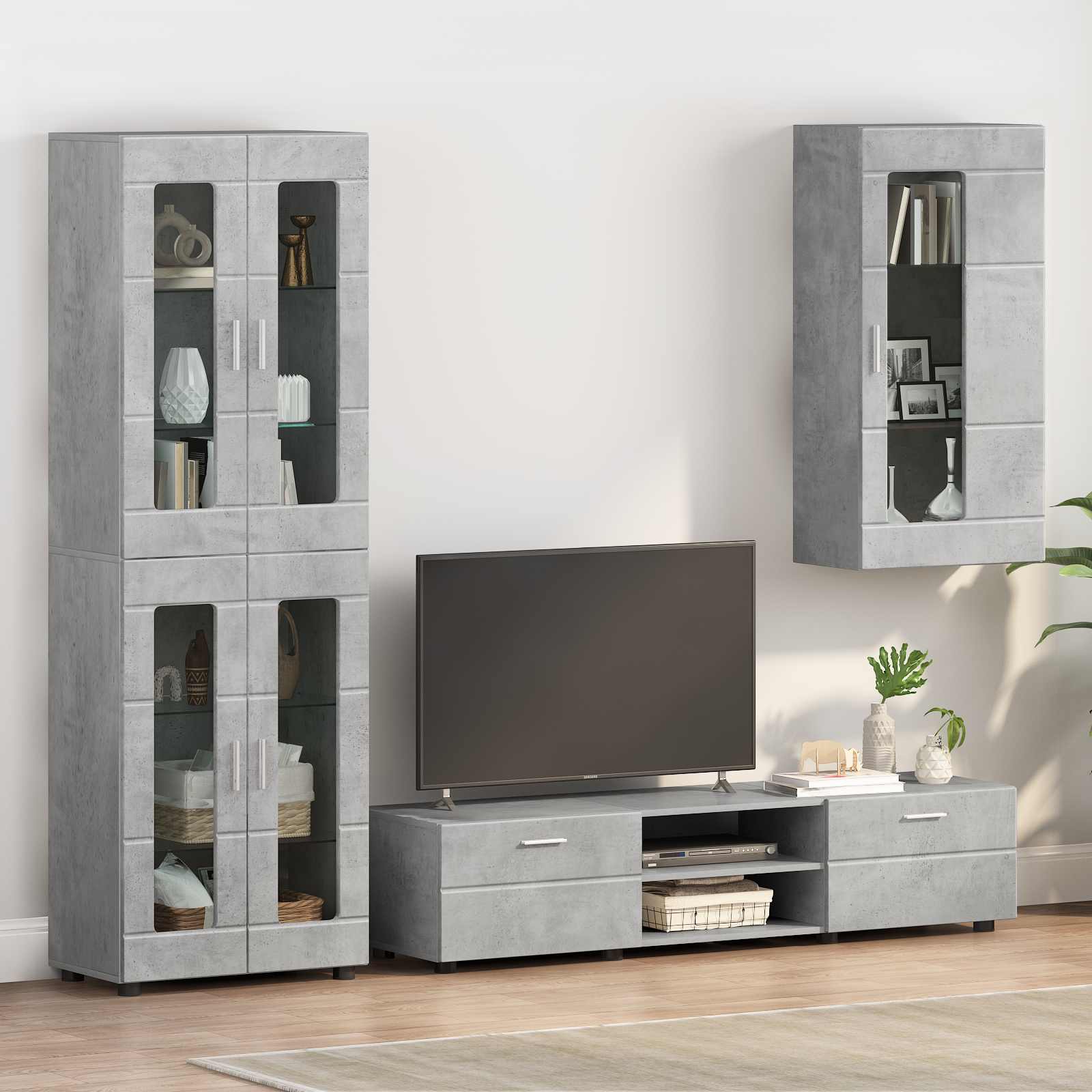 vidaXL Wooden Cabinet Concrete Grey Engineered Wood 1