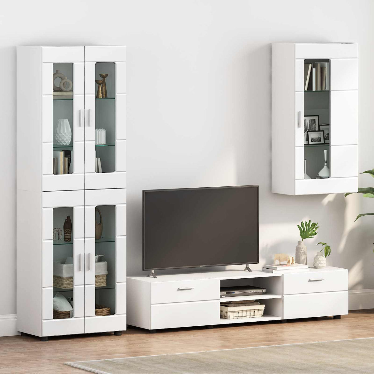 vidaXL Wooden Cabinet High Gloss White Engineered Wood 1