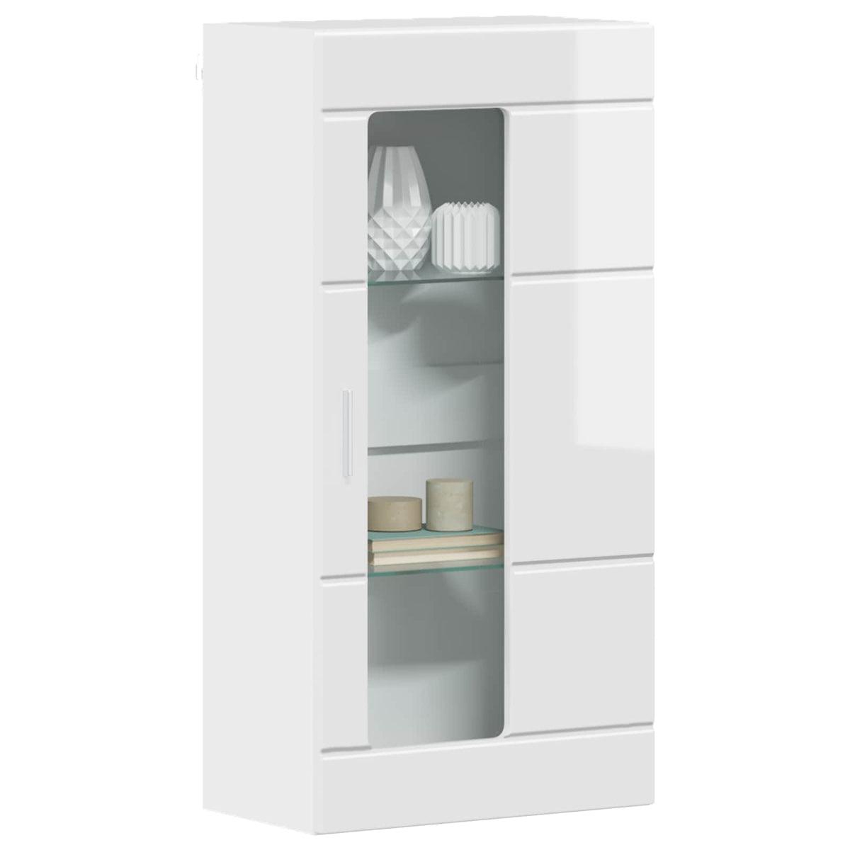 vidaXL Wooden Cabinet High Gloss White Engineered Wood 3