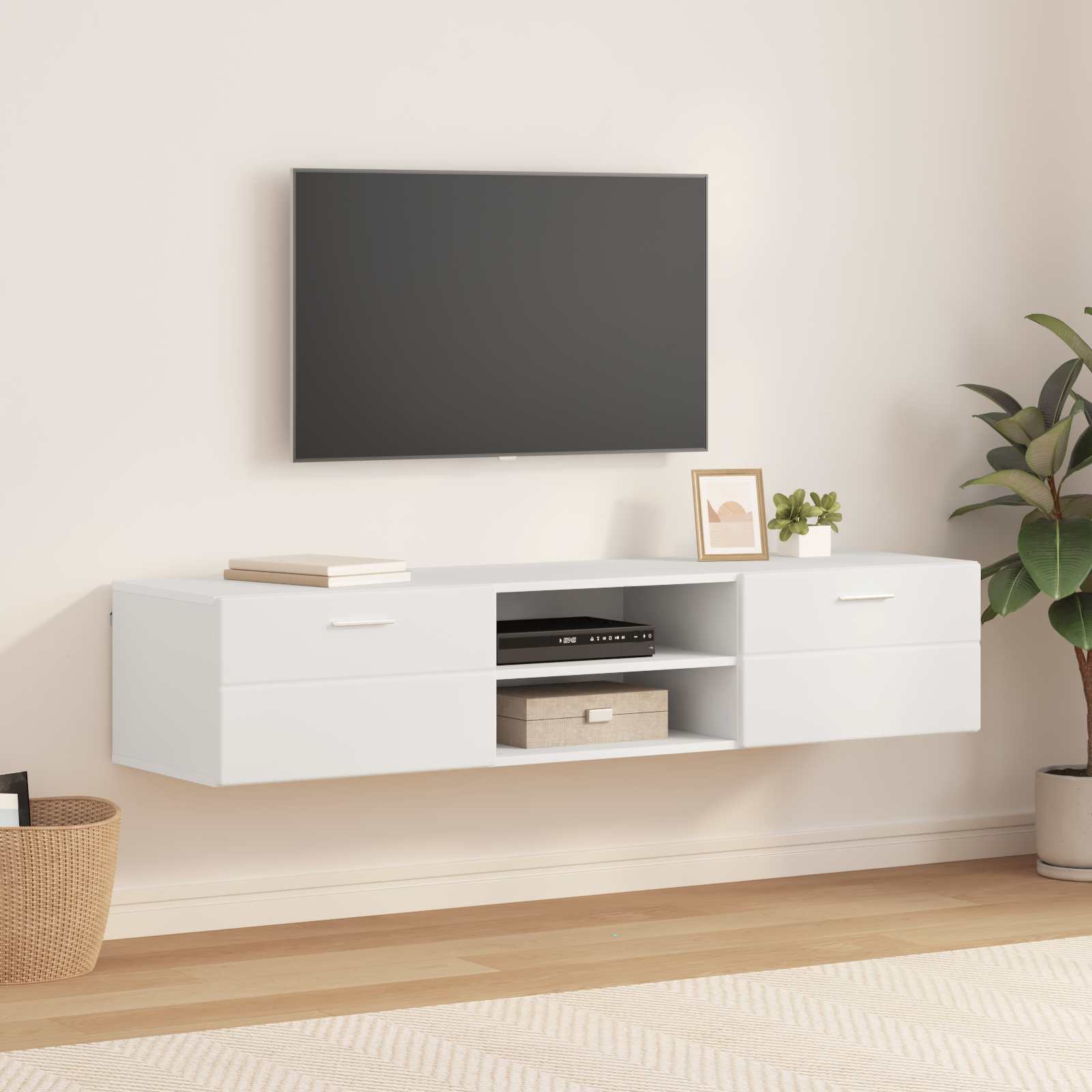 vidaXL Wooden Cabinet 150 x 39 x 30 cm White Engineered Wood 1