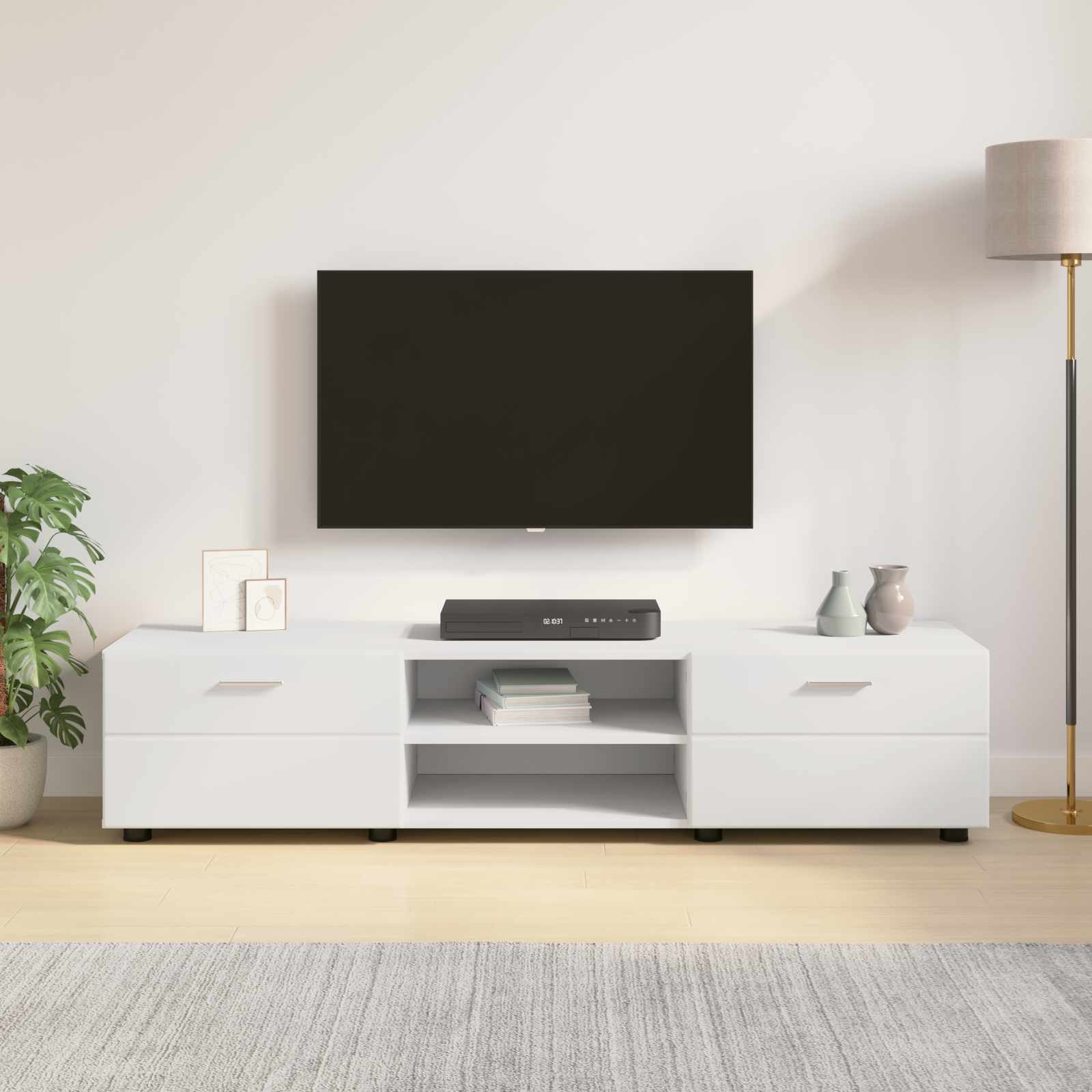 vidaXL Wooden Cabinet 150 x 39 x 30 cm White Engineered Wood 4