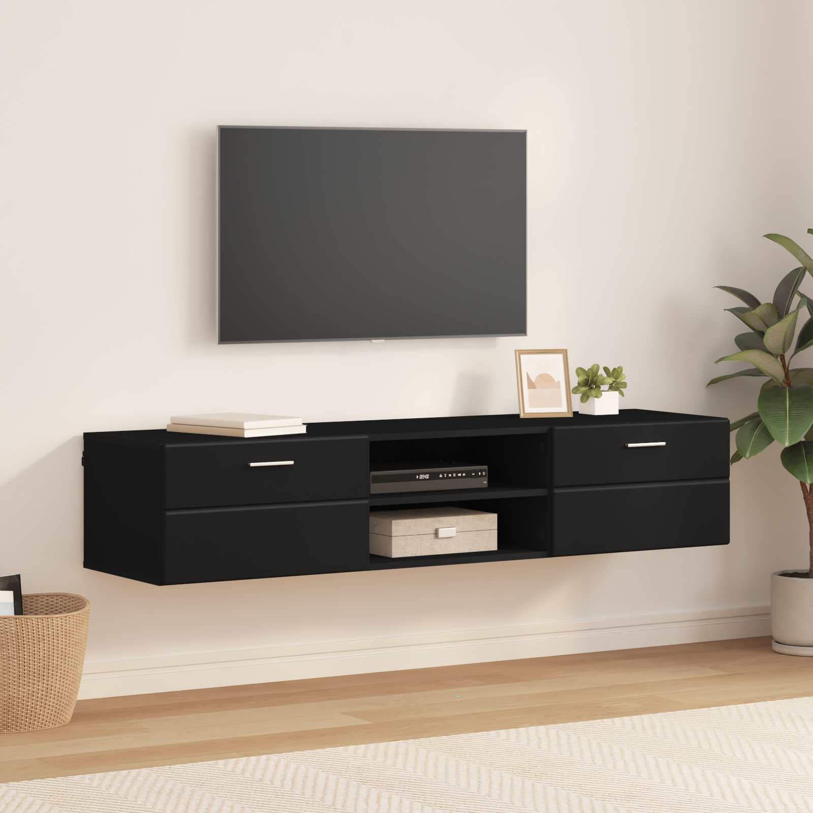 vidaXL Wooden Cabinet 150 x 39 x 30 cm Black Engineered Wood 1