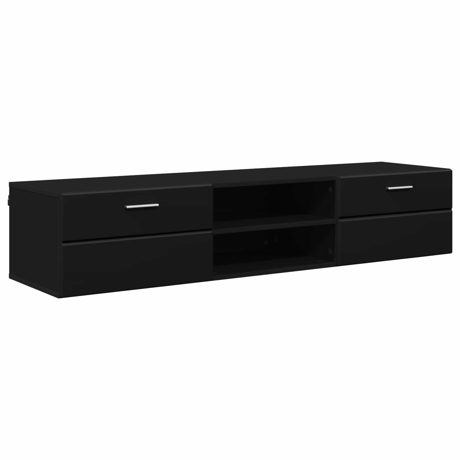 vidaXL Wooden Cabinet 150 x 39 x 30 cm Black Engineered Wood 2