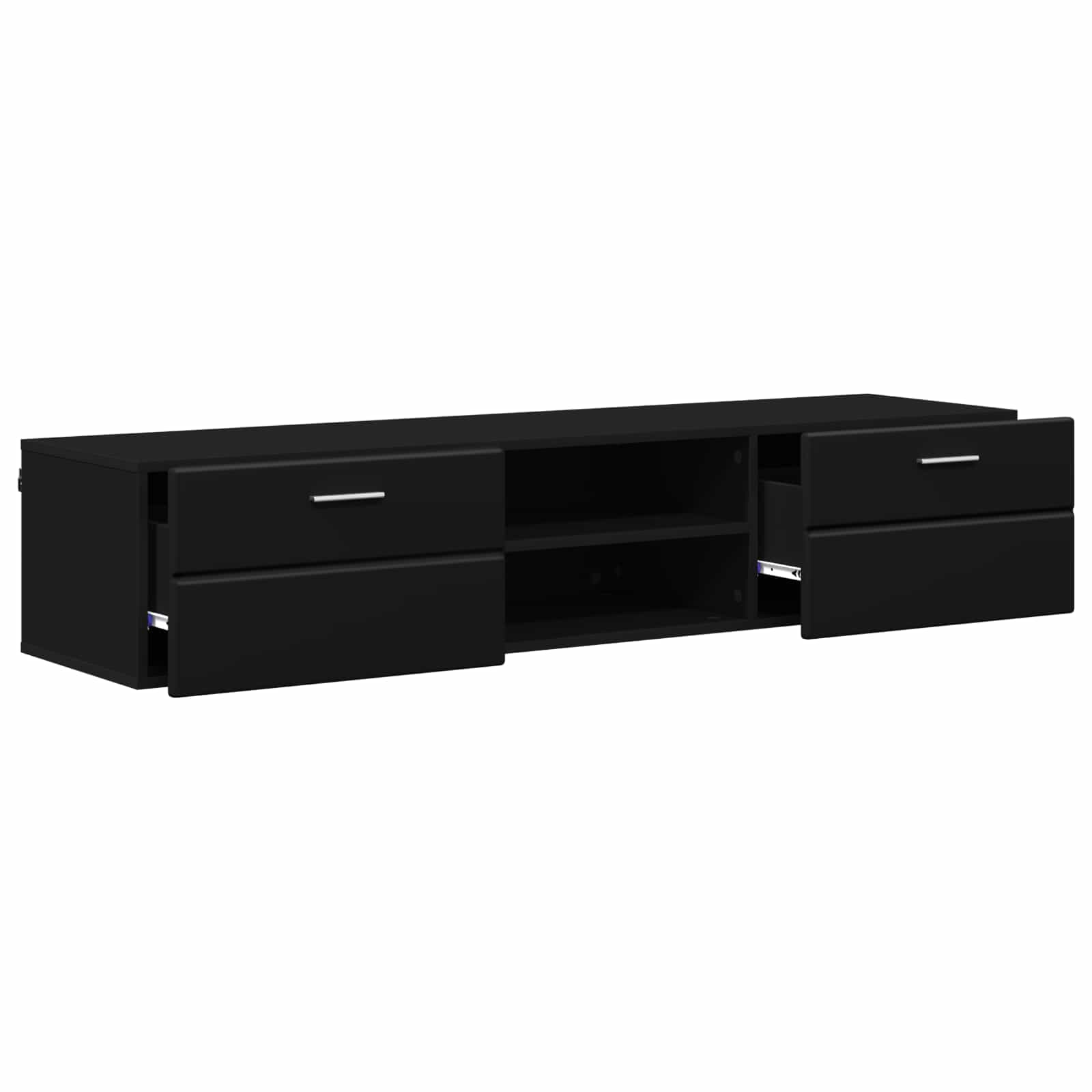 vidaXL Wooden Cabinet 150 x 39 x 30 cm Black Engineered Wood 5