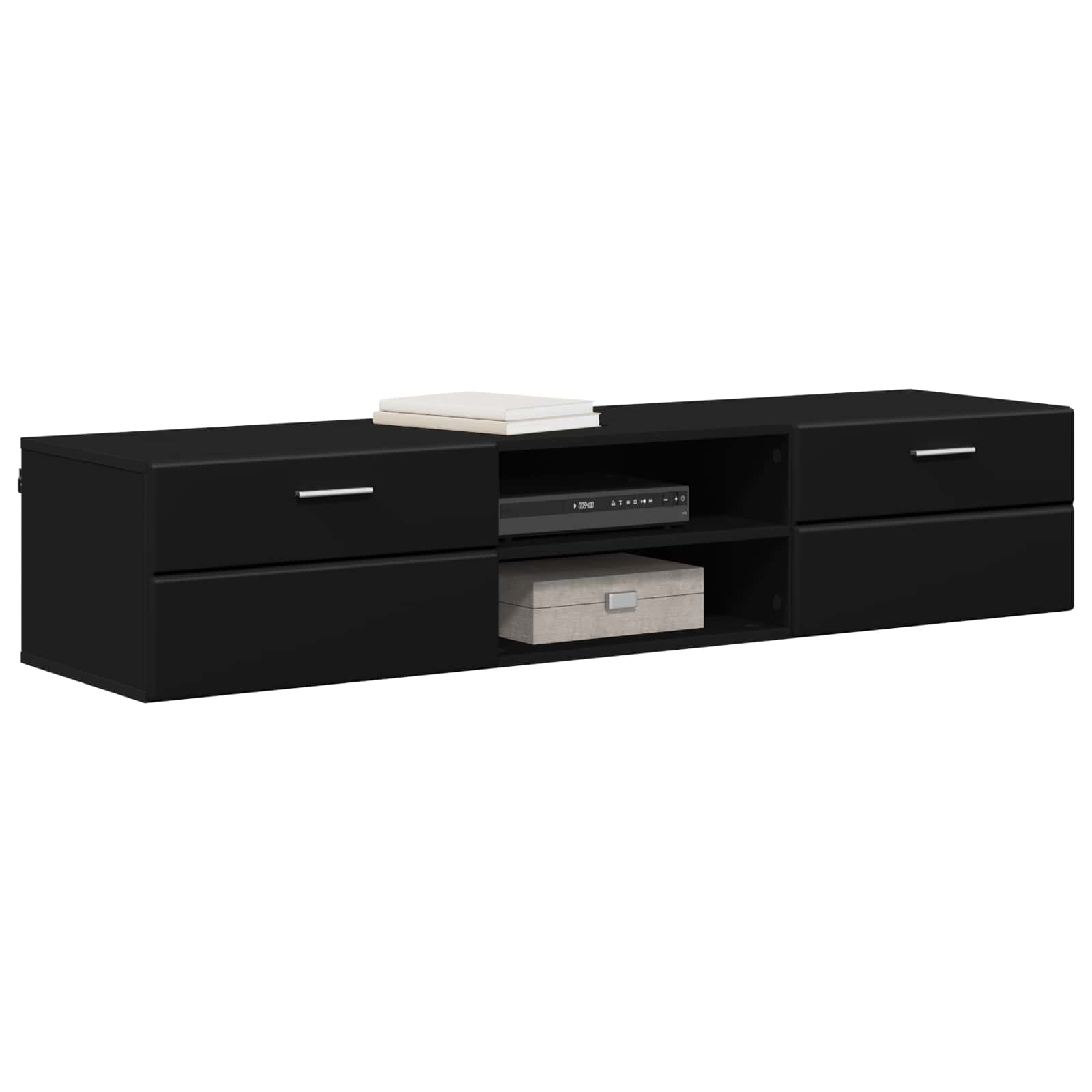 vidaXL Wooden Cabinet 150 x 39 x 30 cm Black Engineered Wood 3