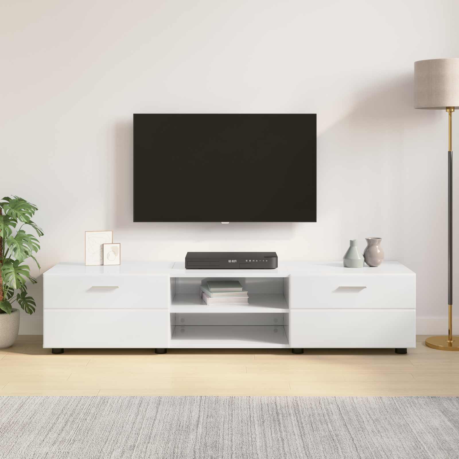 vidaXL Wooden Cabinet 150 x 39 x 30 cm Concrete Grey Engineered Wood 4