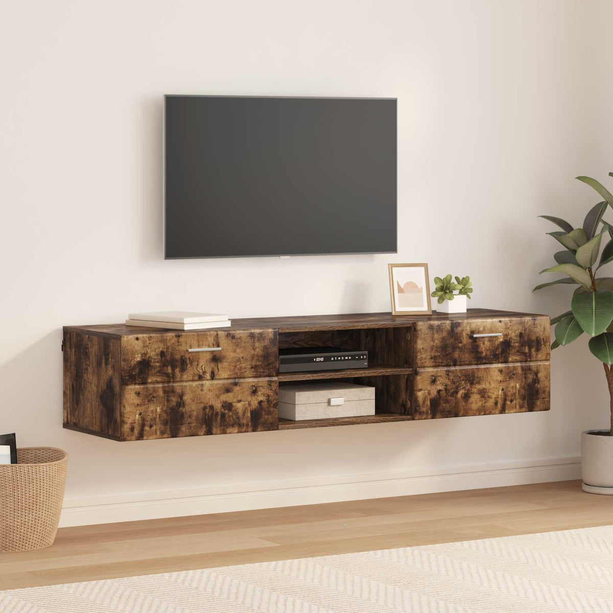 vidaXL Wooden Cabinet 150 x 39 x 30 cm Smoked Oak Engineered Wood 1