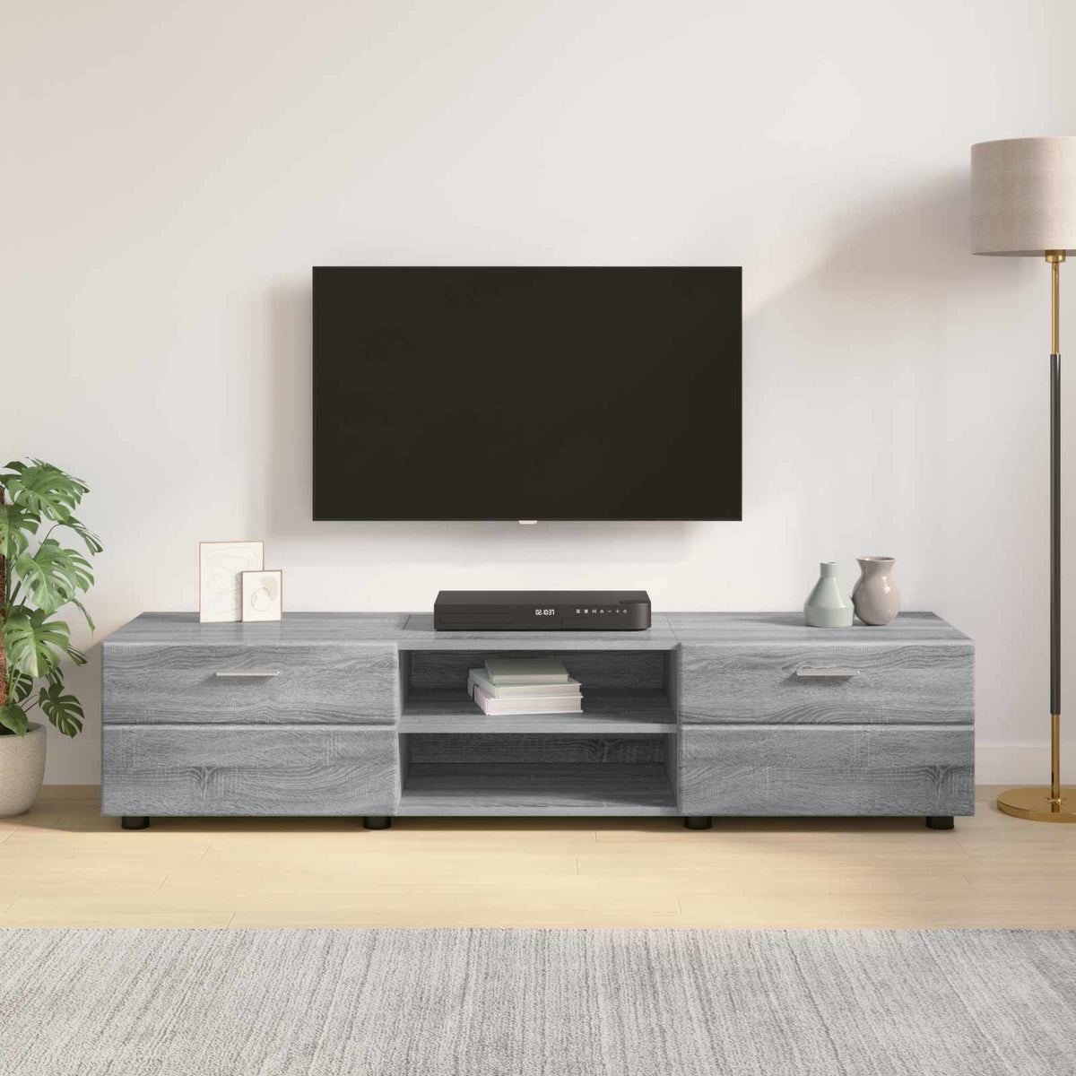 vidaXL Wooden Cabinet 150 x 39 x 30 cm Grey Sonoma Engineered Wood 4