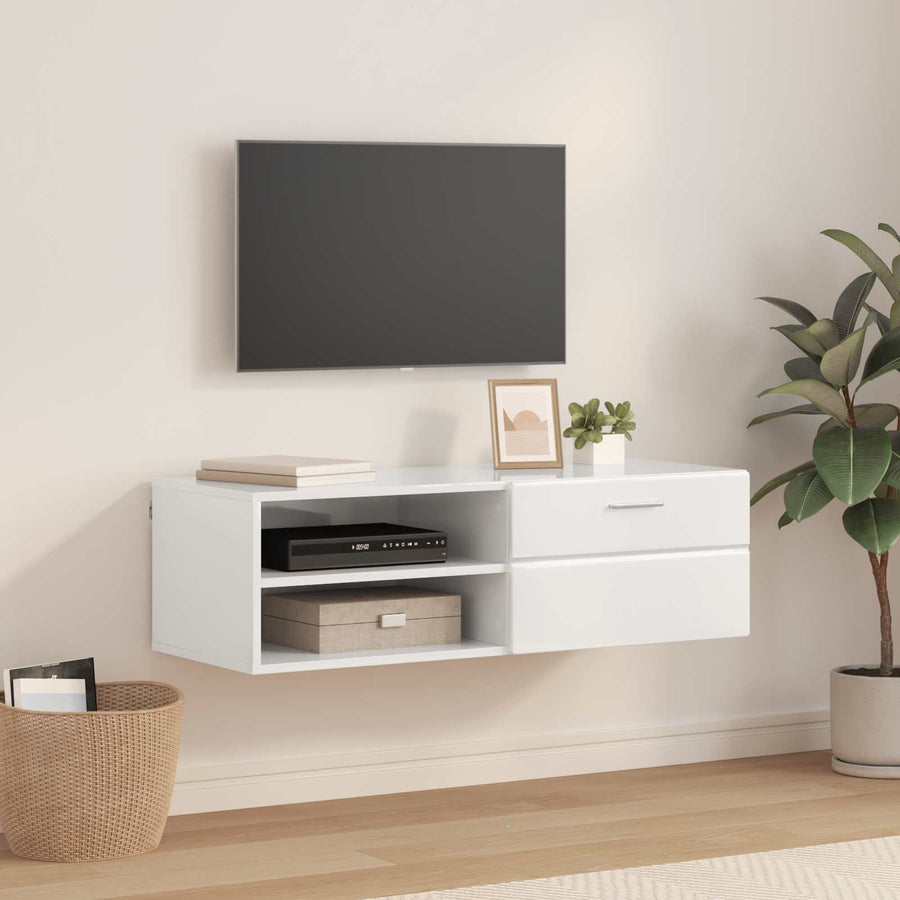 vidaXL Wooden Cabinet 100.5 x 39 x 30 cm High Gloss White 1