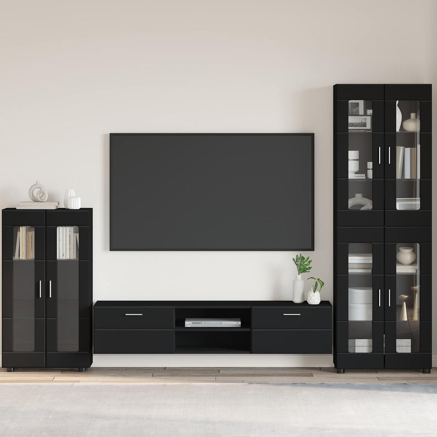 vidaXL Sideboard FLORIN 55.5 x 29 x 100 cm Black Engineered Wood 1
