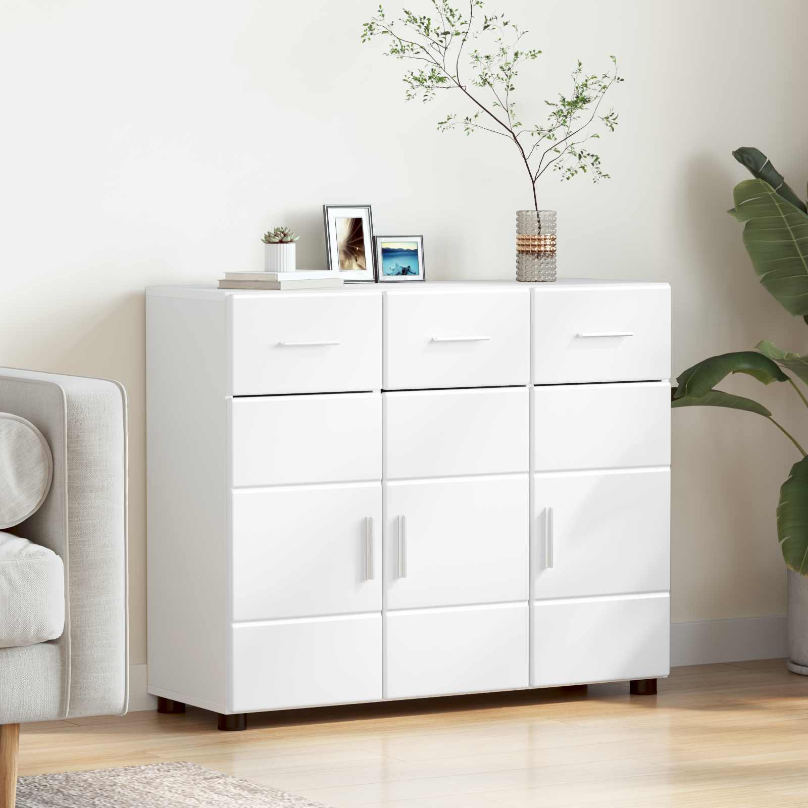 vidaXL Sideboard FLORIN 88.5 x 30.5 x 73 cm White Engineered Wood 1