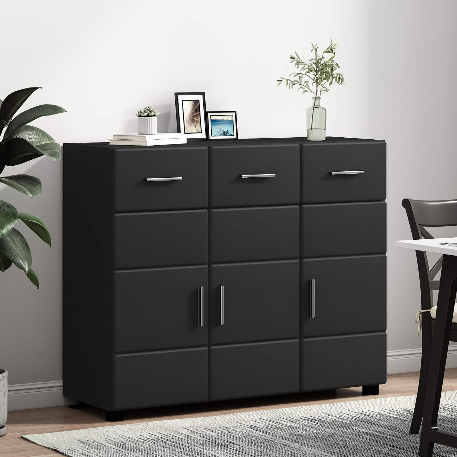 vidaXL Sideboard FLORIN 88.5 x 30.5 x 73 cm Black Engineered Wood 4