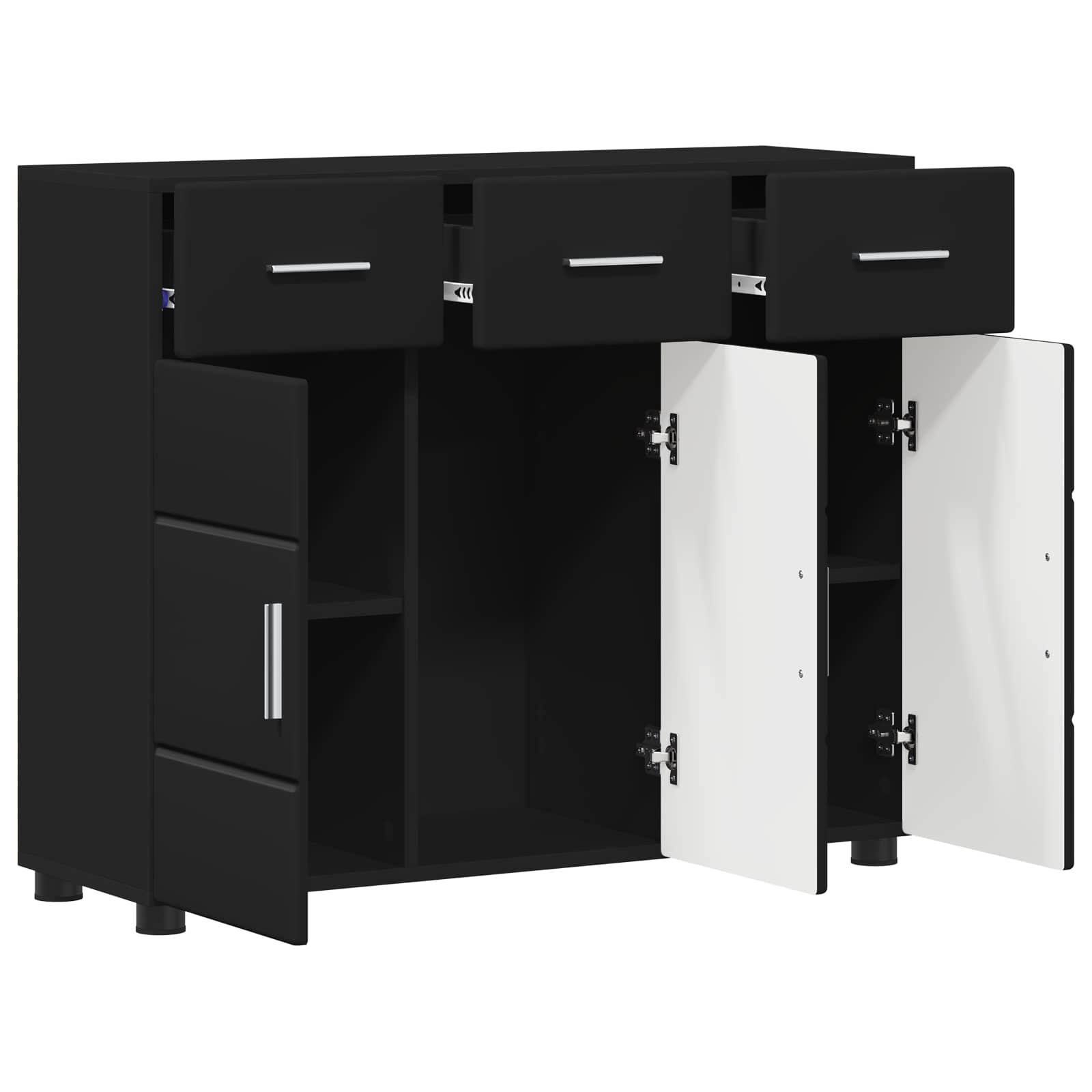 vidaXL Sideboard FLORIN 88.5 x 30.5 x 73 cm Black Engineered Wood 5