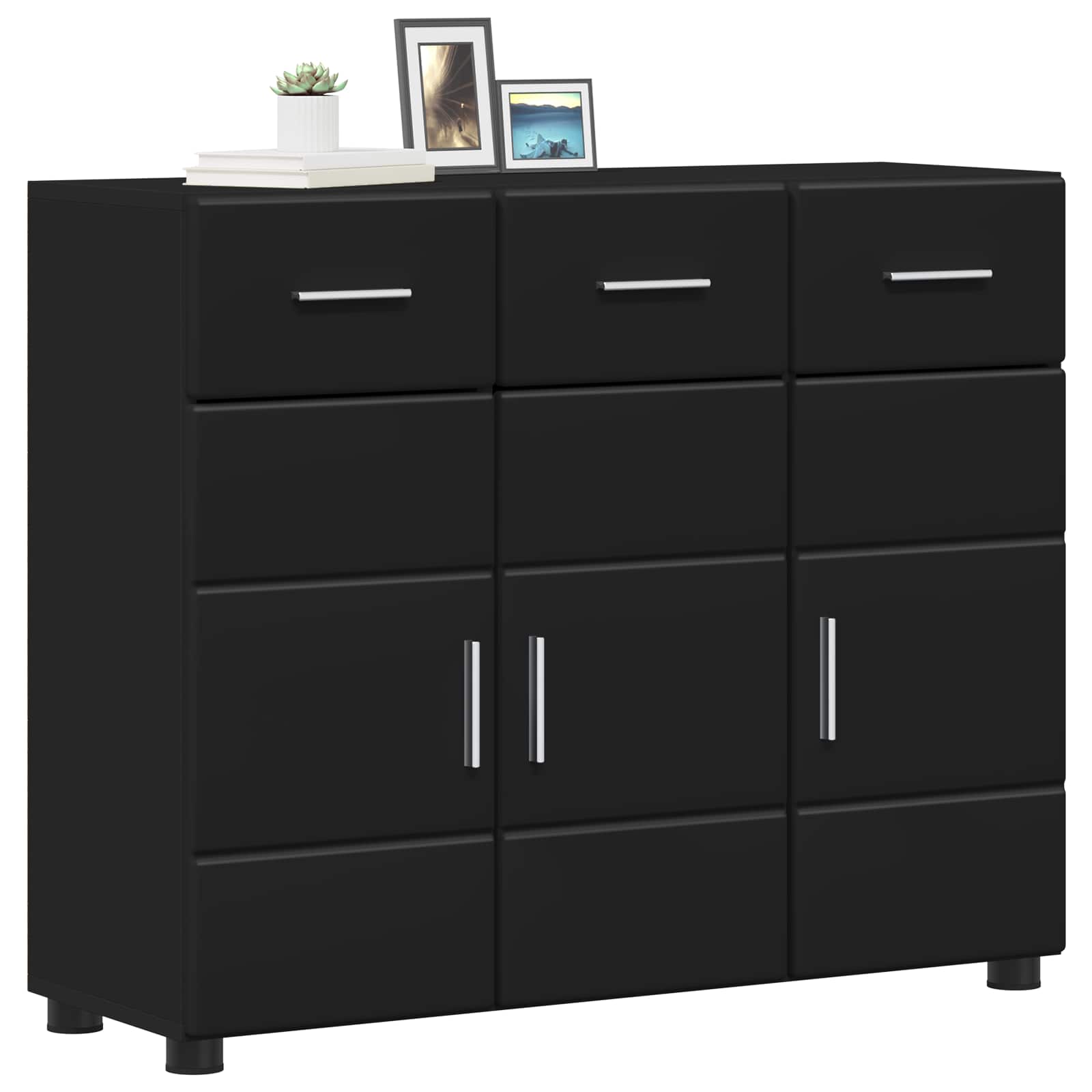 vidaXL Sideboard FLORIN 88.5 x 30.5 x 73 cm Black Engineered Wood 3