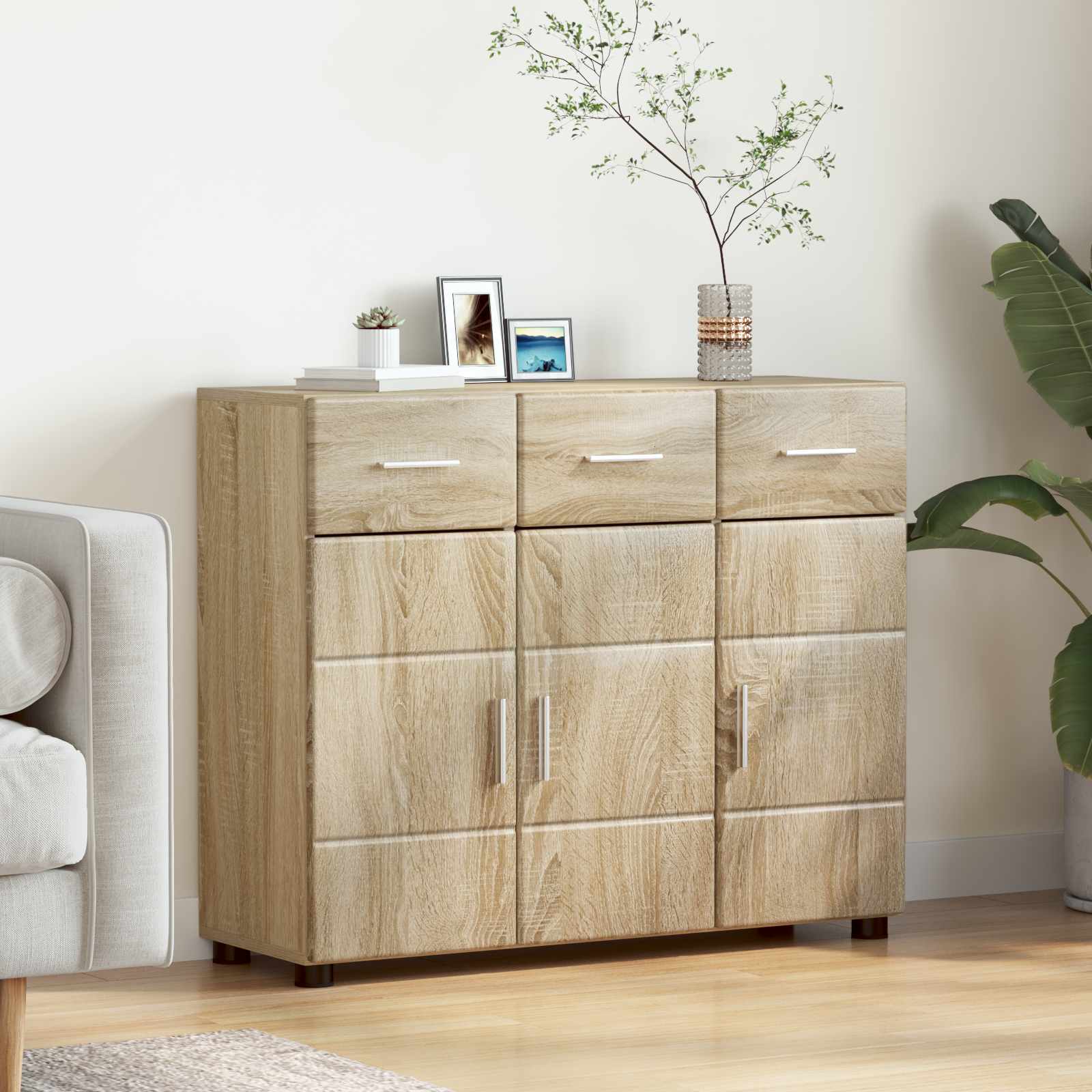 vidaXL Sideboard FLORIN 88.5 x 30.5 x 73 cm Sonoma Oak Engineered Wood 1