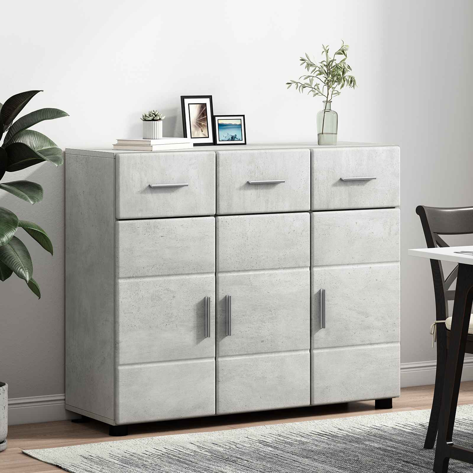 vidaXL Sideboard FLORIN 88.5 x 30.5 x 73 cm Concrete Grey 4