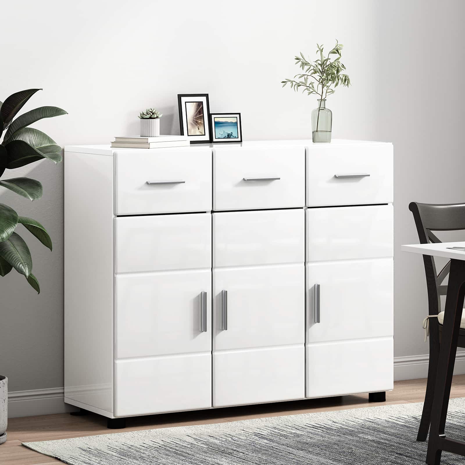 vidaXL Sideboard FLORIN 88.5 x 30.5 x 73 cm High Gloss White 4
