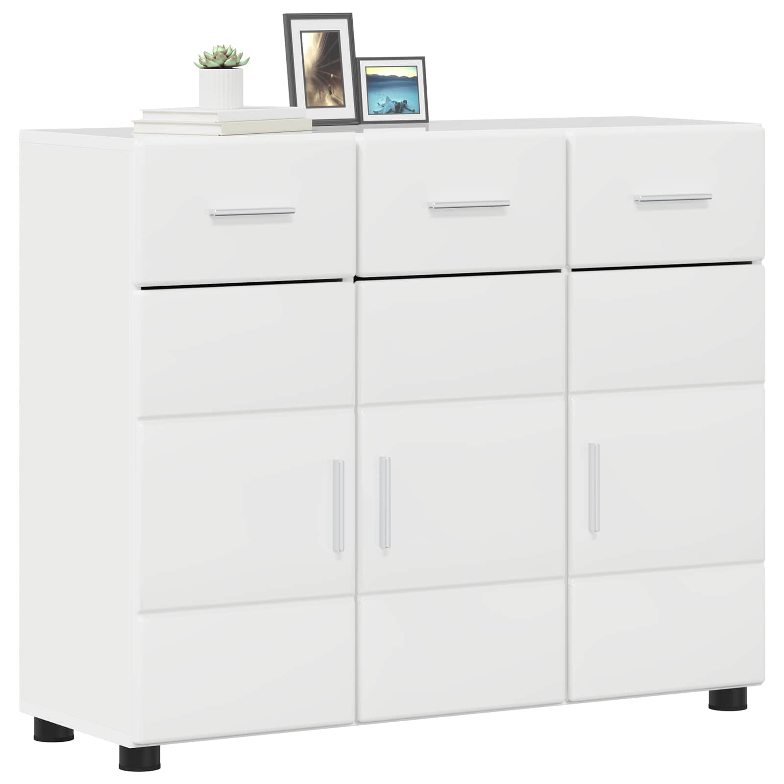 vidaXL Sideboard FLORIN 88.5 x 30.5 x 73 cm High Gloss White 3
