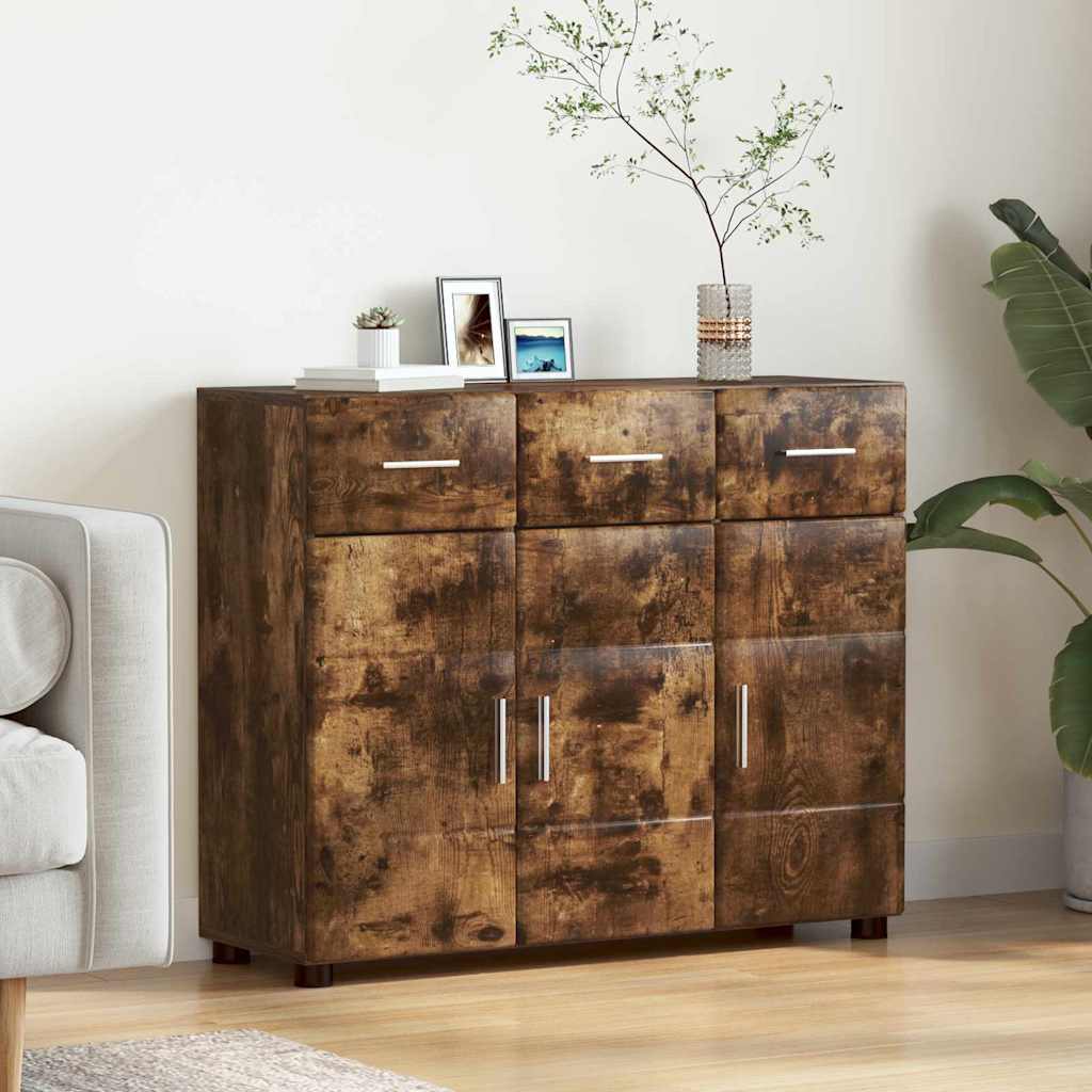 vidaXL Sideboard FLORIN 88.5 x 30.5 x 73 cm Smoked Oak Engineered Wood 1