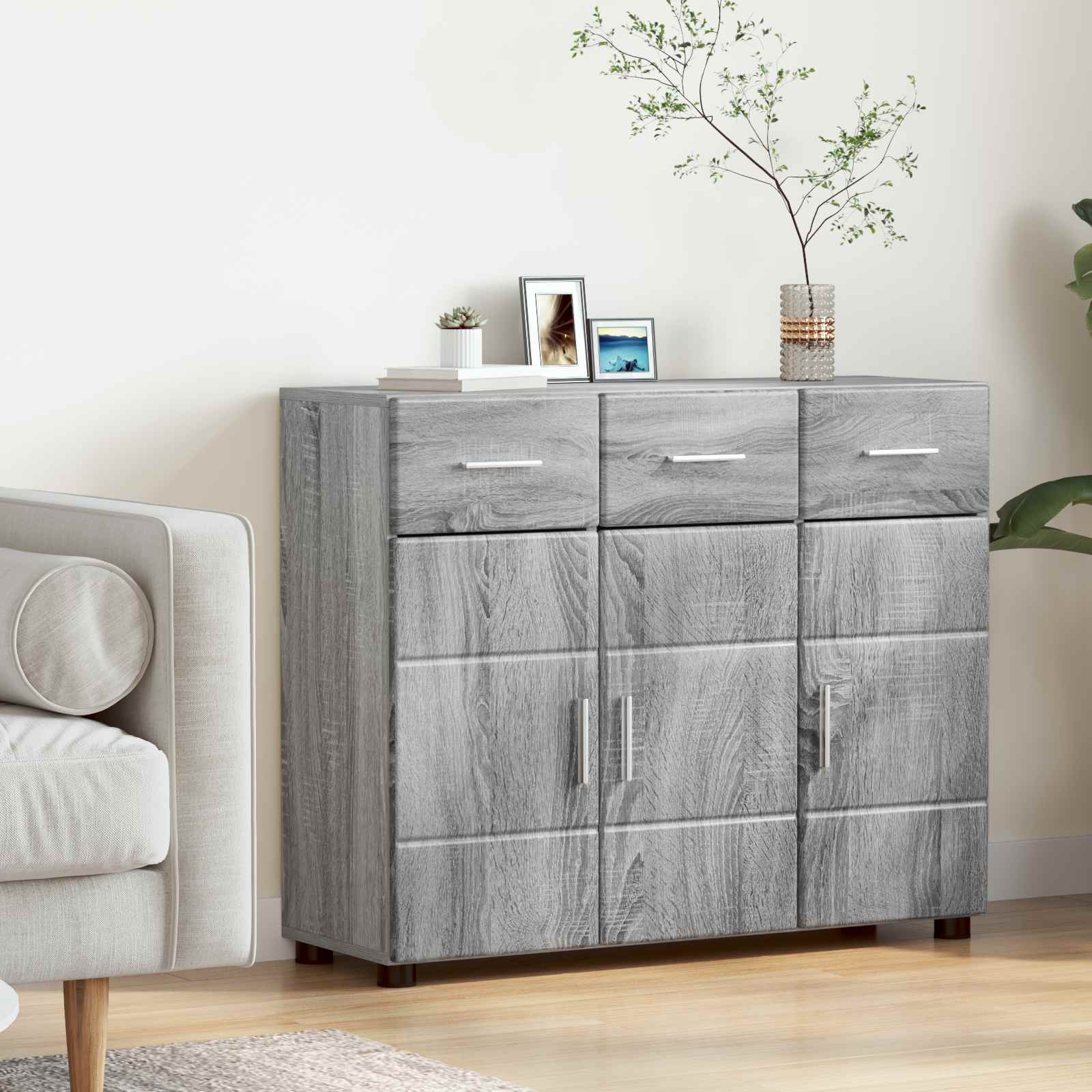 vidaXL Sideboard FLORIN 88.5 x 30.5 x 73 cm Grey Sonoma 1