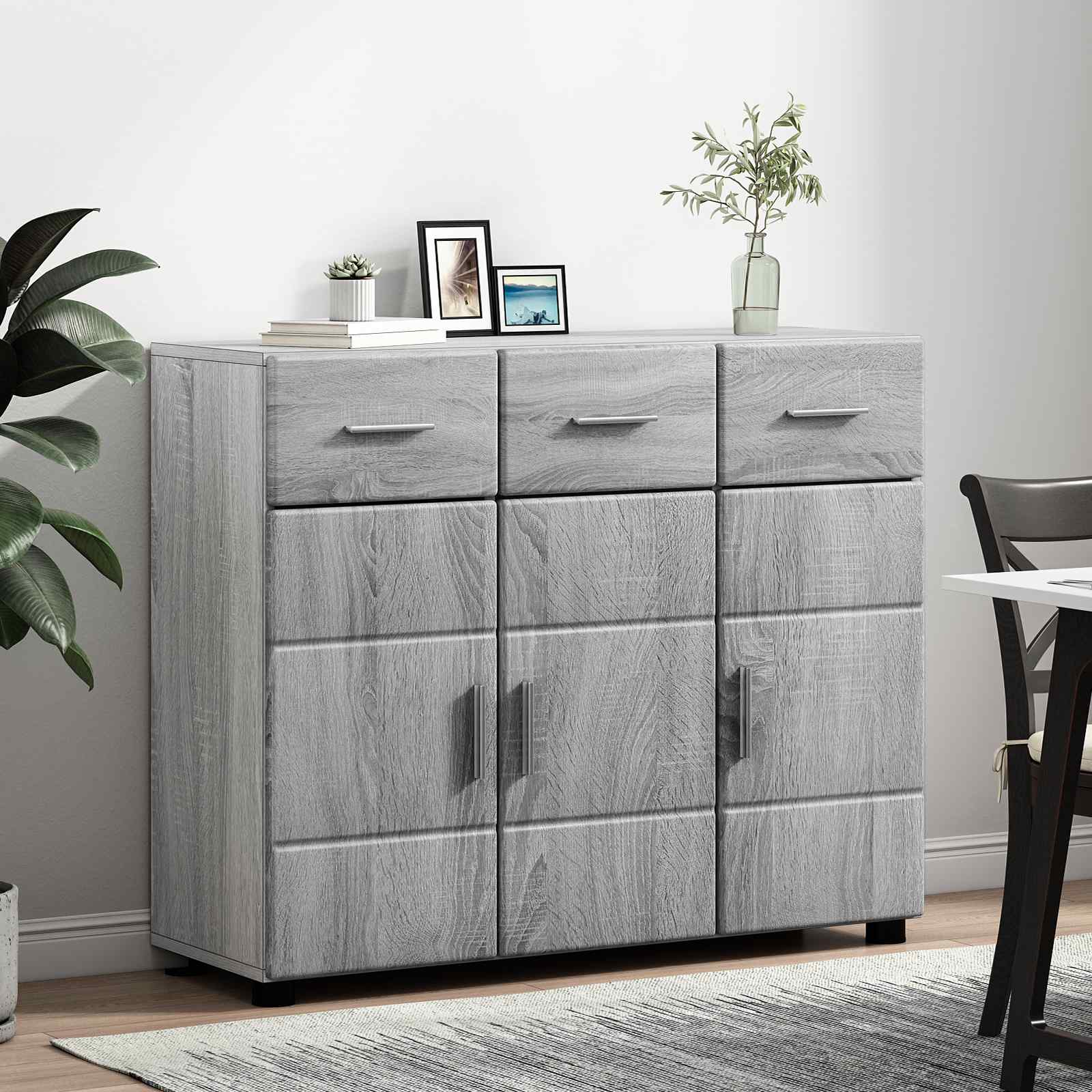 vidaXL Sideboard FLORIN 88.5 x 30.5 x 73 cm Grey Sonoma 4
