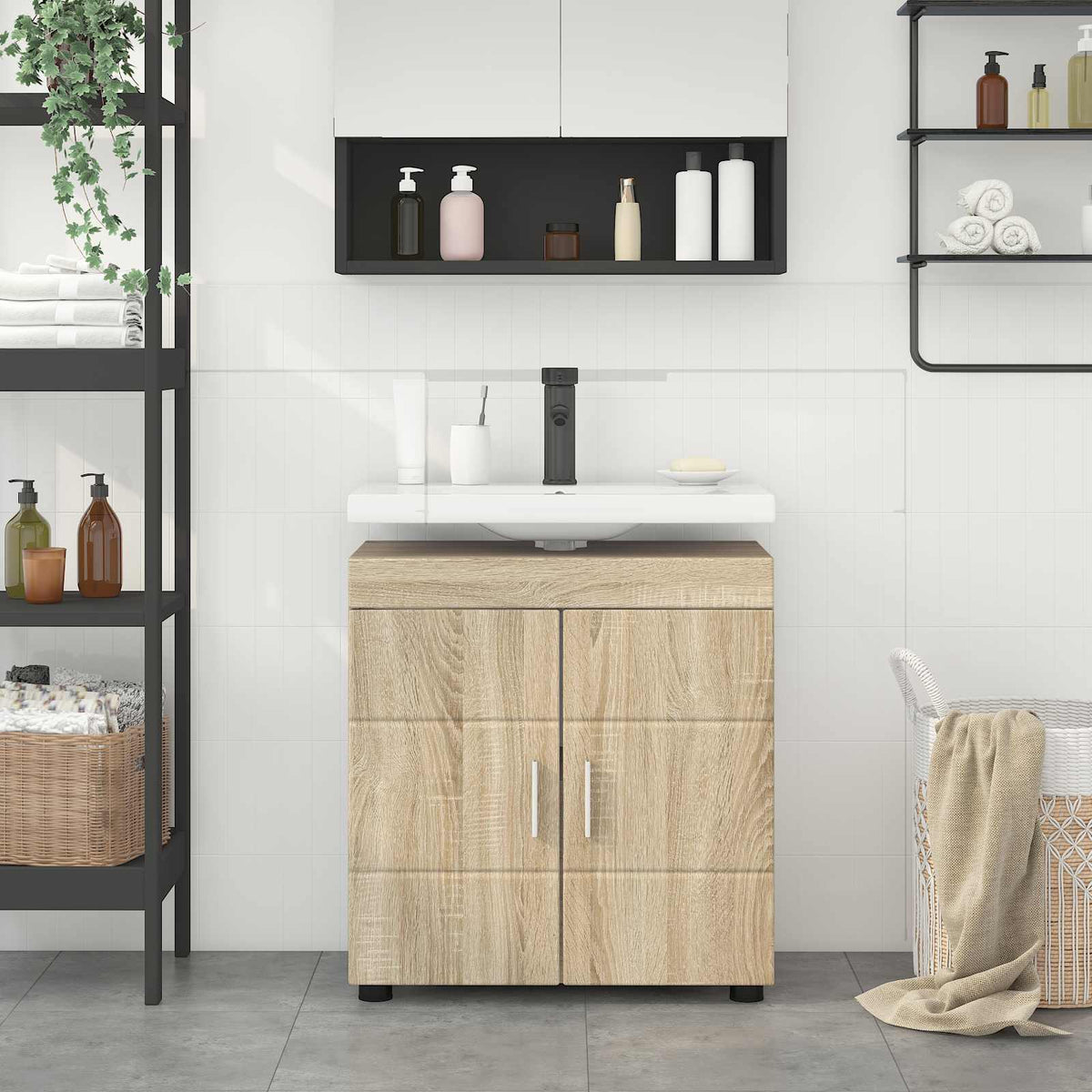vidaXL Bathroom Cabinet Set TULUM 60 x 34 x 63 cm Basin Cabinet