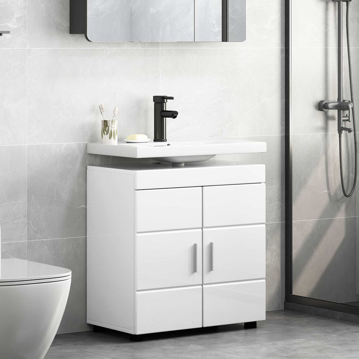 vidaXL Bathroom Cabinet Set TULUM 60 x 34 x 63 cm Basin Cabinet