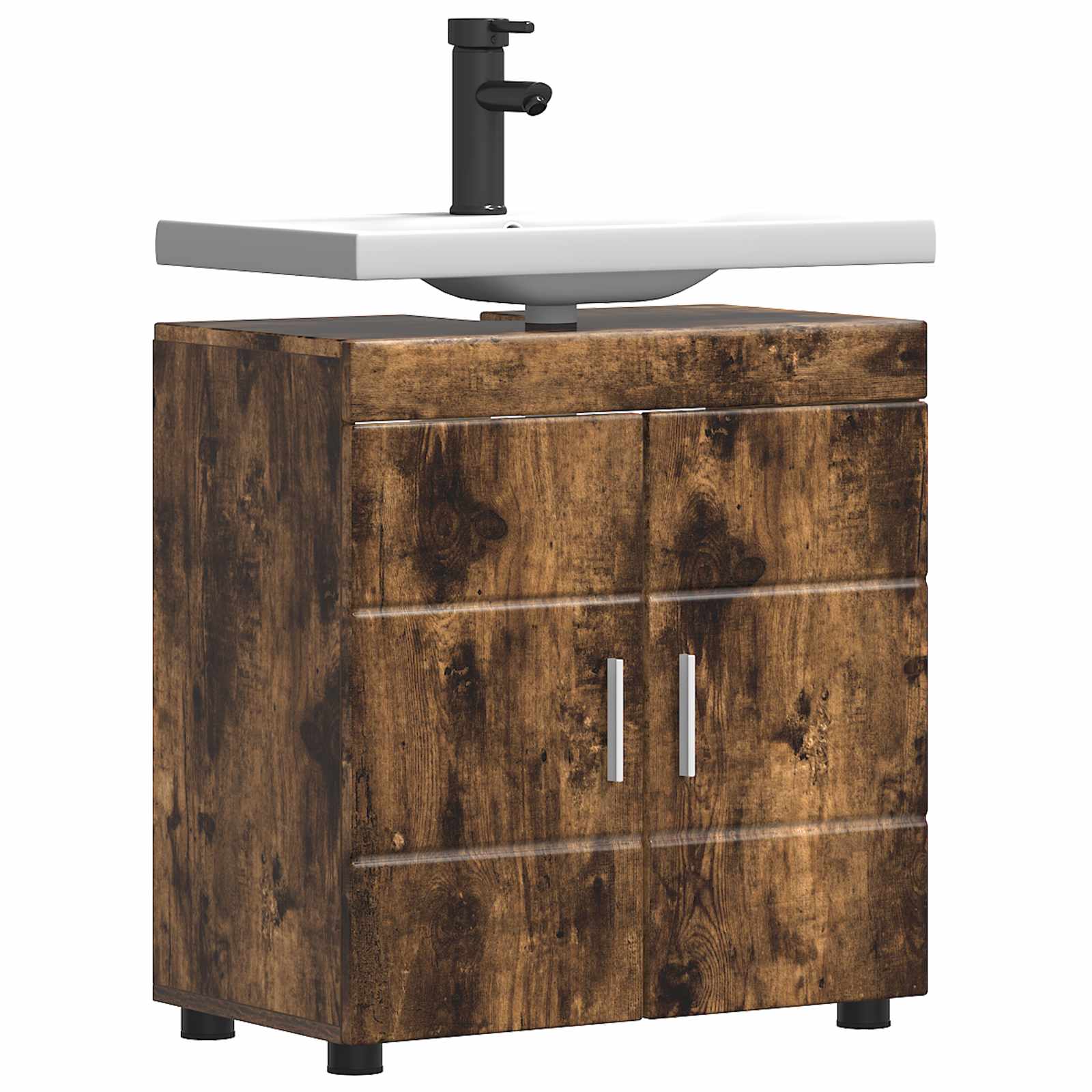 vidaXL Bathroom Cabinet Set TULUM Smoked Oak 60 x 34 x 63 cm 3