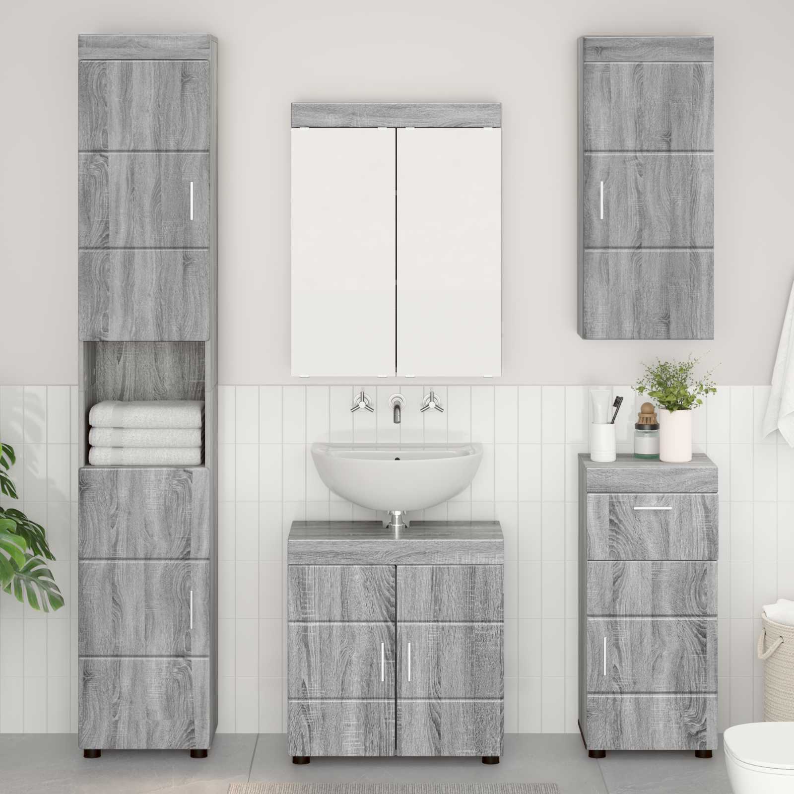vidaXL Bathroom Wall Cabinet TULUM Grey Sonoma 37 x 24.5 x 86 cm 1