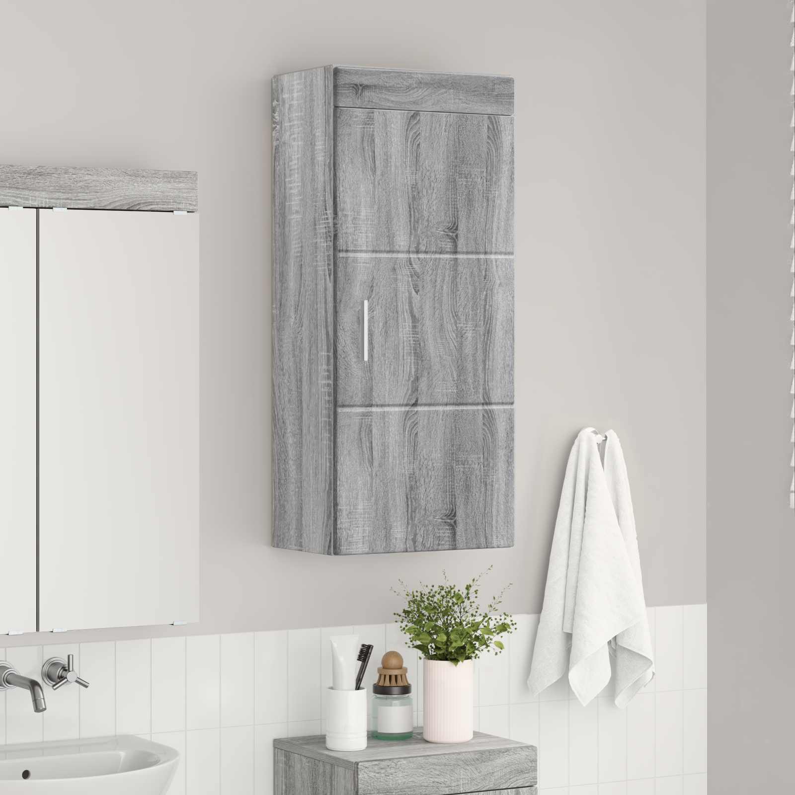 vidaXL Bathroom Wall Cabinet TULUM Grey Sonoma 37 x 24.5 x 86 cm 4