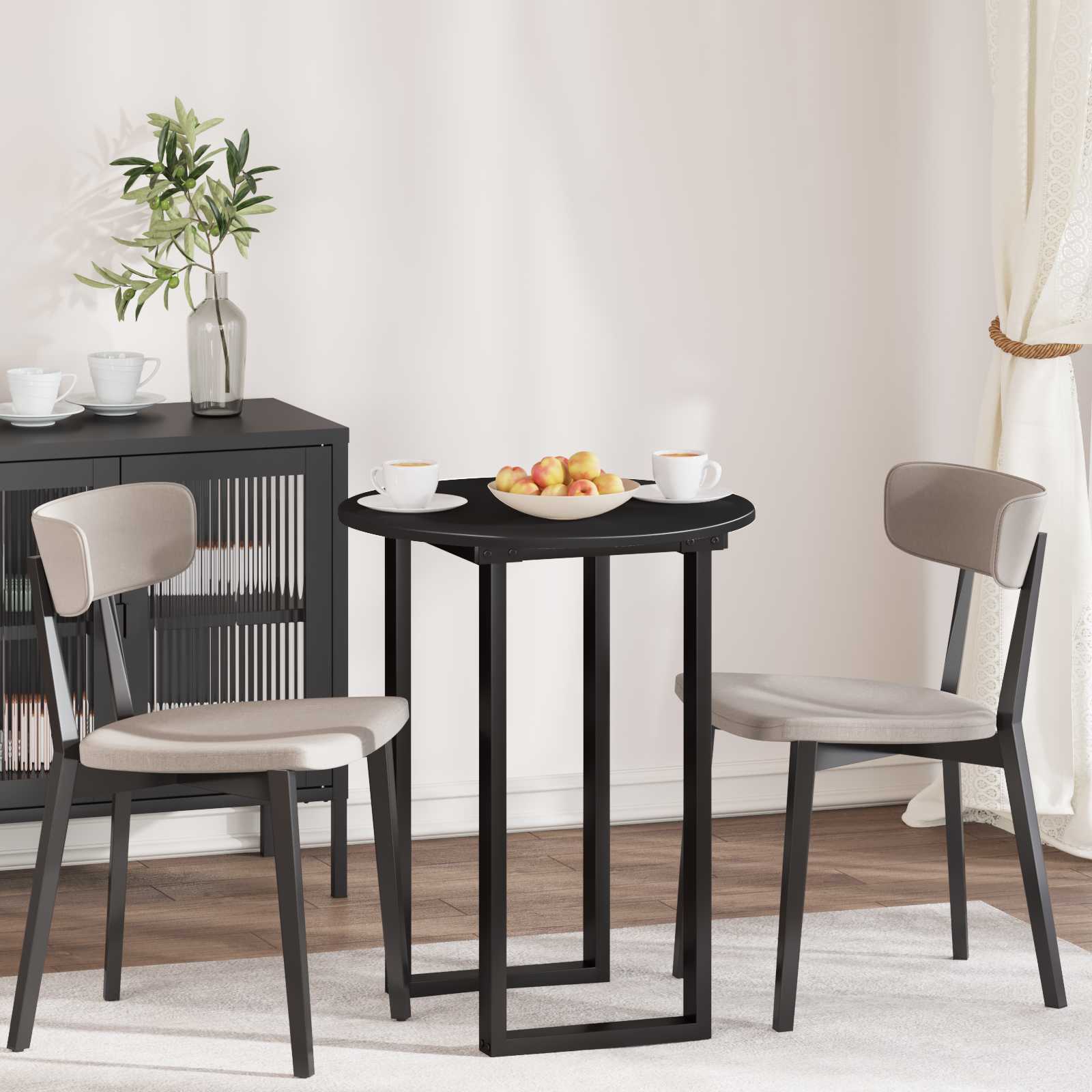 vidaXL Table Top Ø 60 x 1.5 cm Round Engineered Wood Black 1