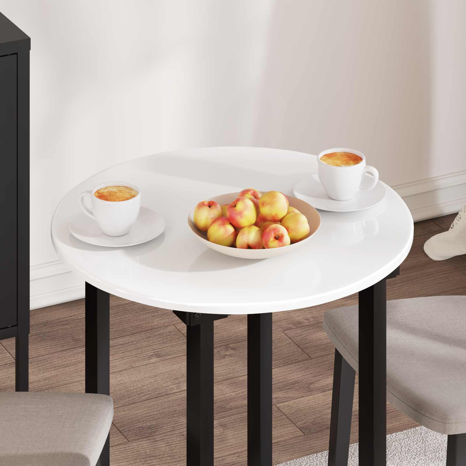 vidaXL Table Top Ø 60 x 1.5 cm Round Engineered Wood High Gloss White 4