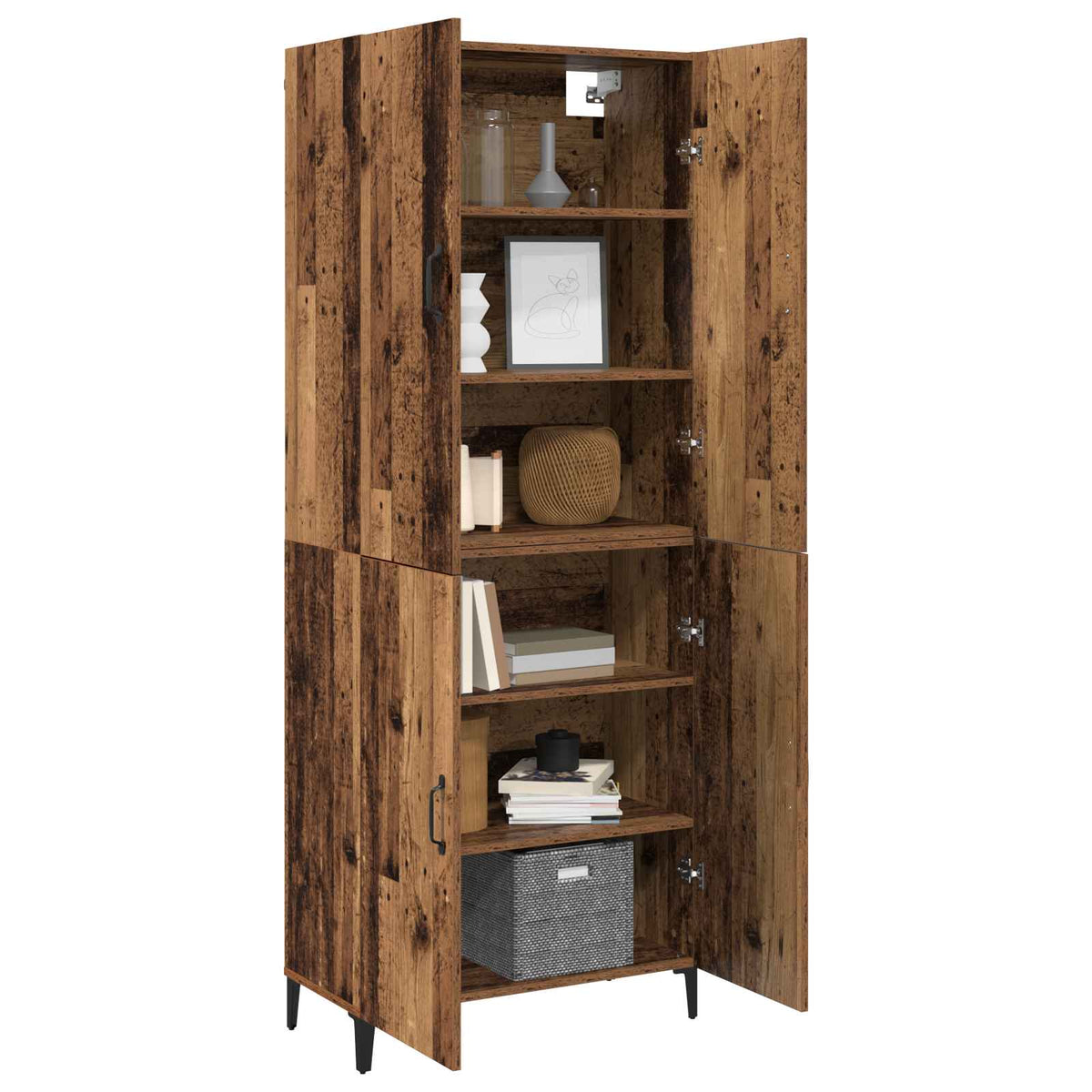 Highboard 2 pcs 69.5 x 34 x 180 cm Engineered Wood Old wood