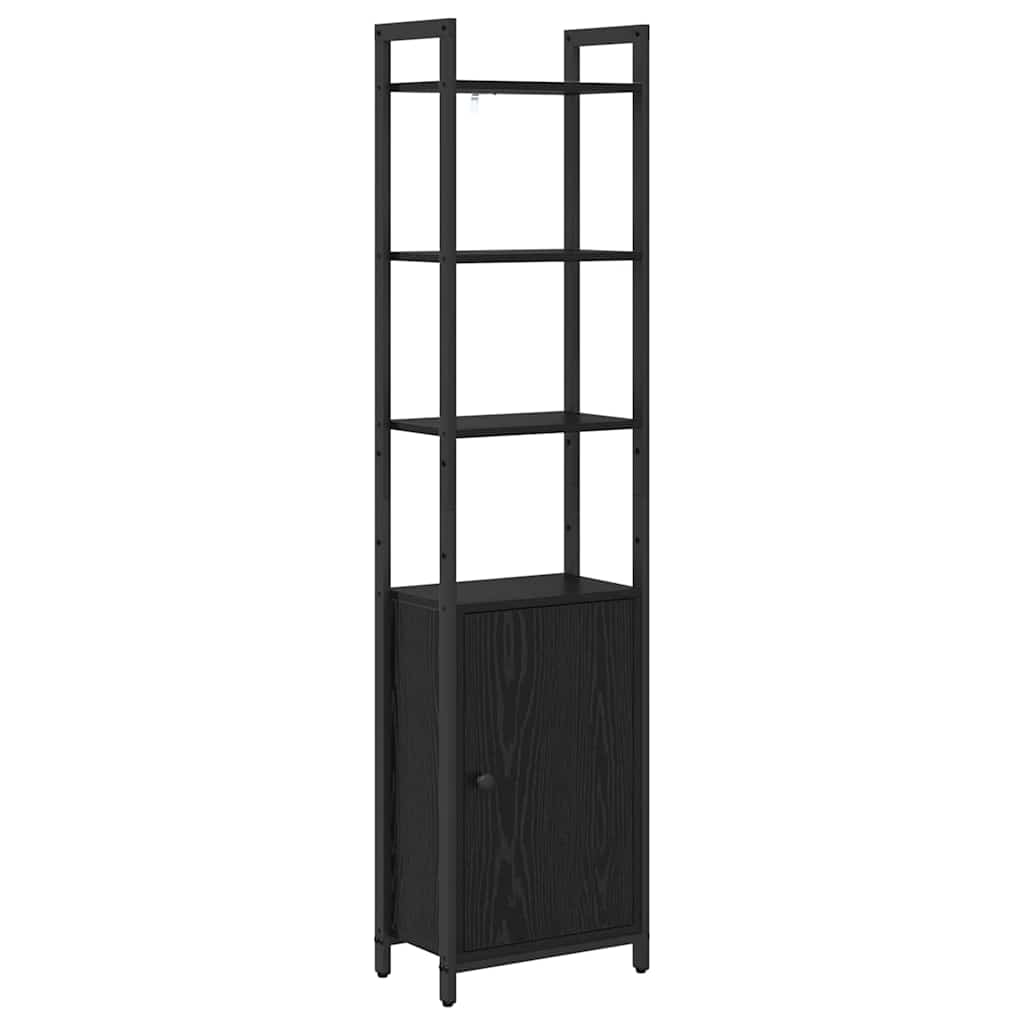 vidaXL Book Cabinet 6-Tier 40 x 24 x 161 cm Engineered Wood Black Oak 2